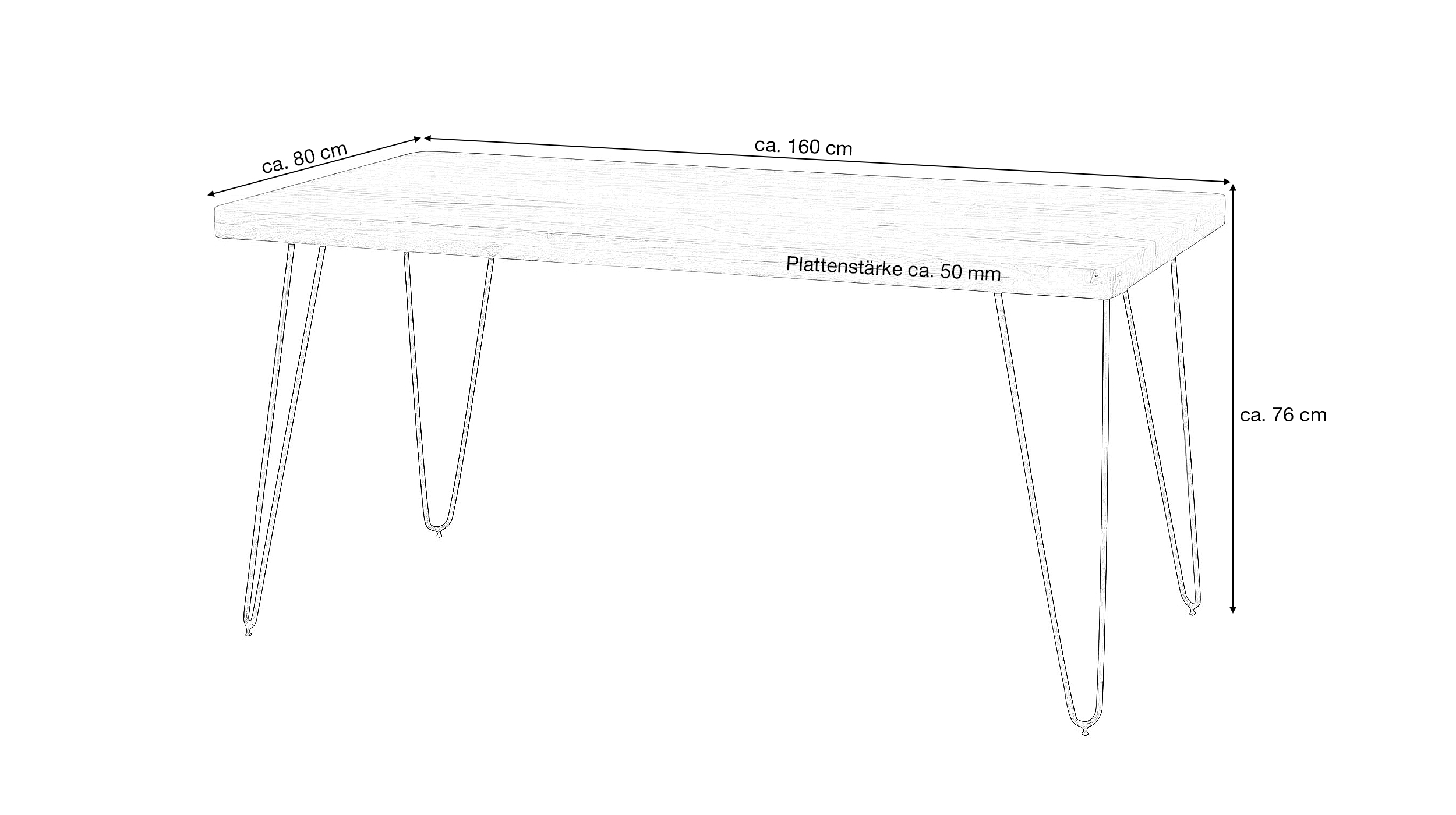 Esstisch 160 x 80 cm Sheesham massiv gebeizt - LUND