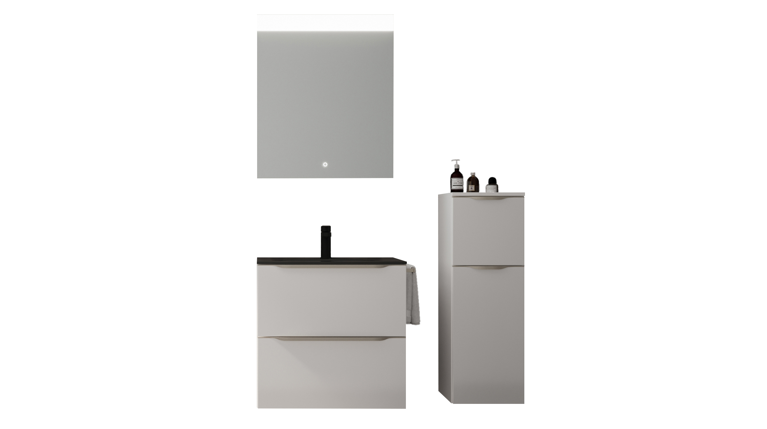 Badmöbel-Set weiß Glanz - 3-Teile mit MS - Waschtisch 60 cm - FRANA
