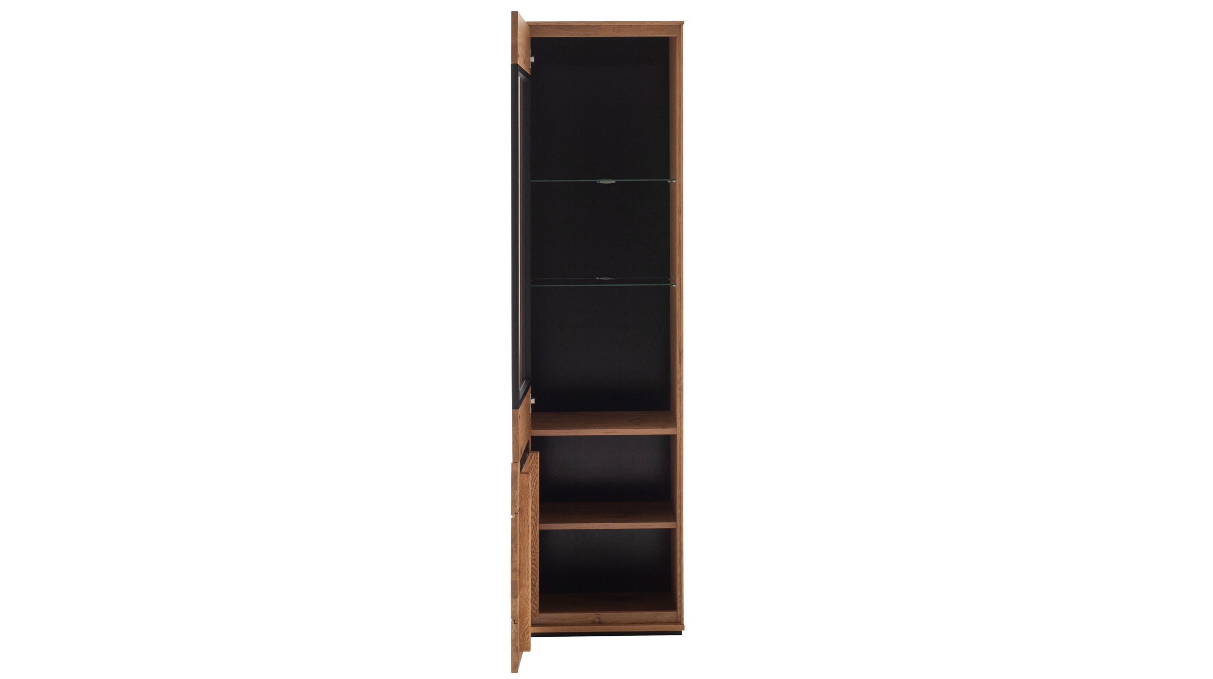 Vitrine mit Glastür Wildeiche teilmassiv geölt Breite 53 cm - ARAYA