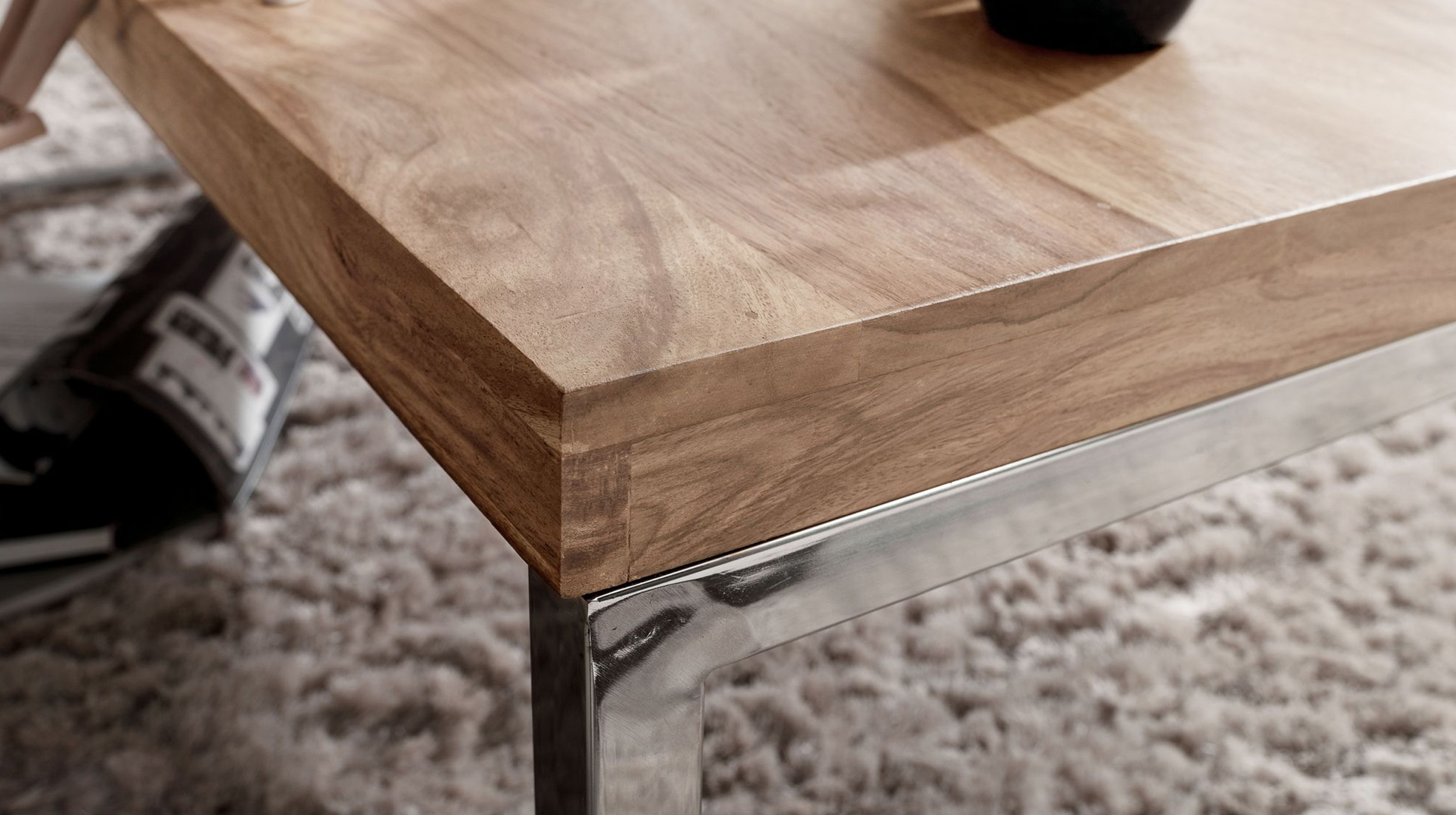 Couchtisch Akazie massiv lackiert 120 x 60 cm - GILDA