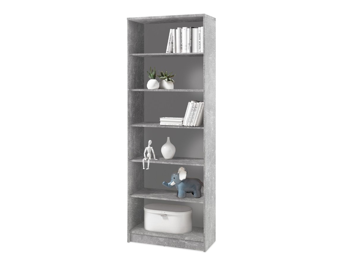 Bücherregal Standregal Betonoptik - weiß 72 x 198 cm - 5 Einlegeböden - OPTIMUS