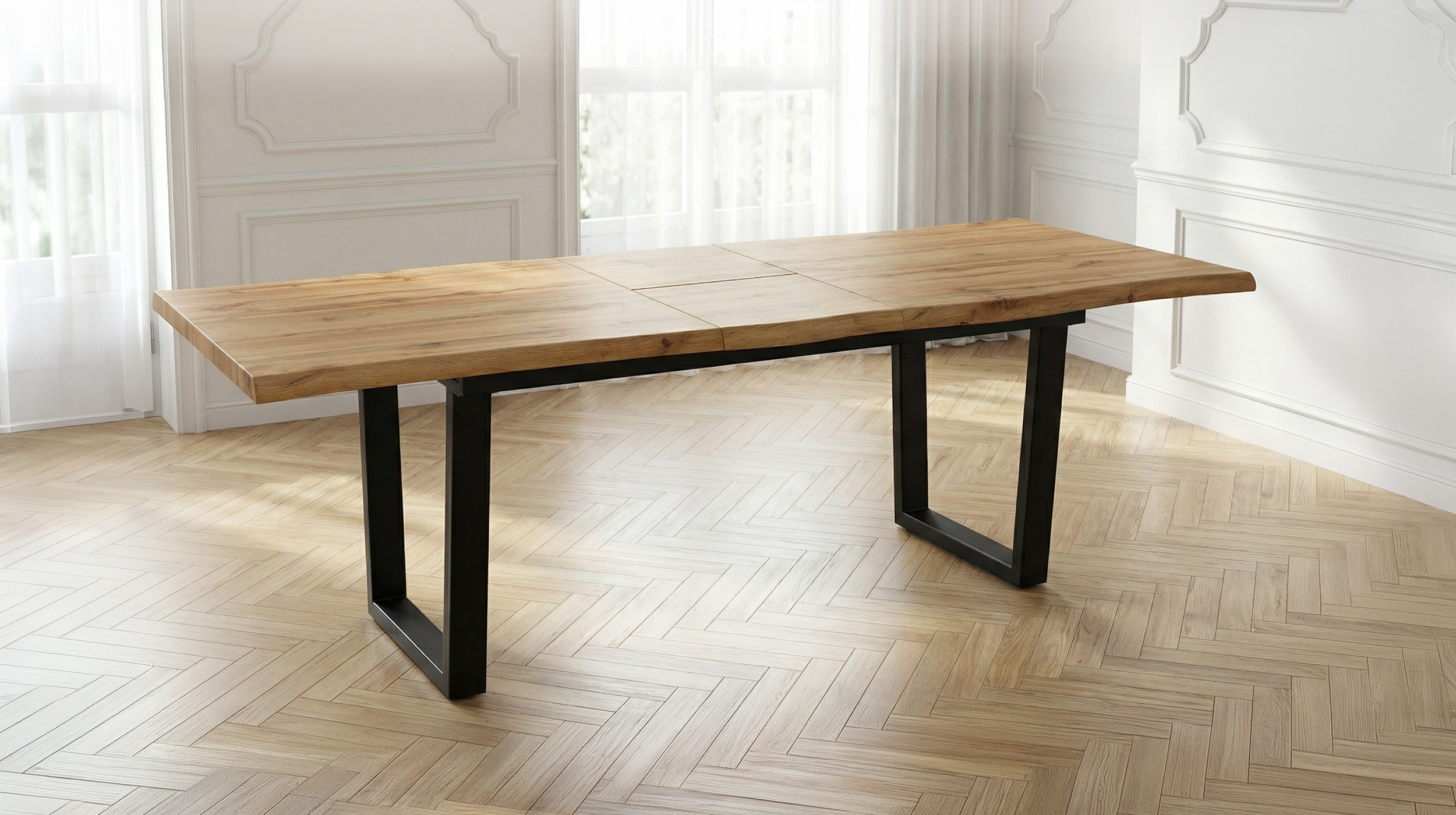 Esstisch Baumkanten Optik ausziehbar - 180  cm Eiche - IRINA