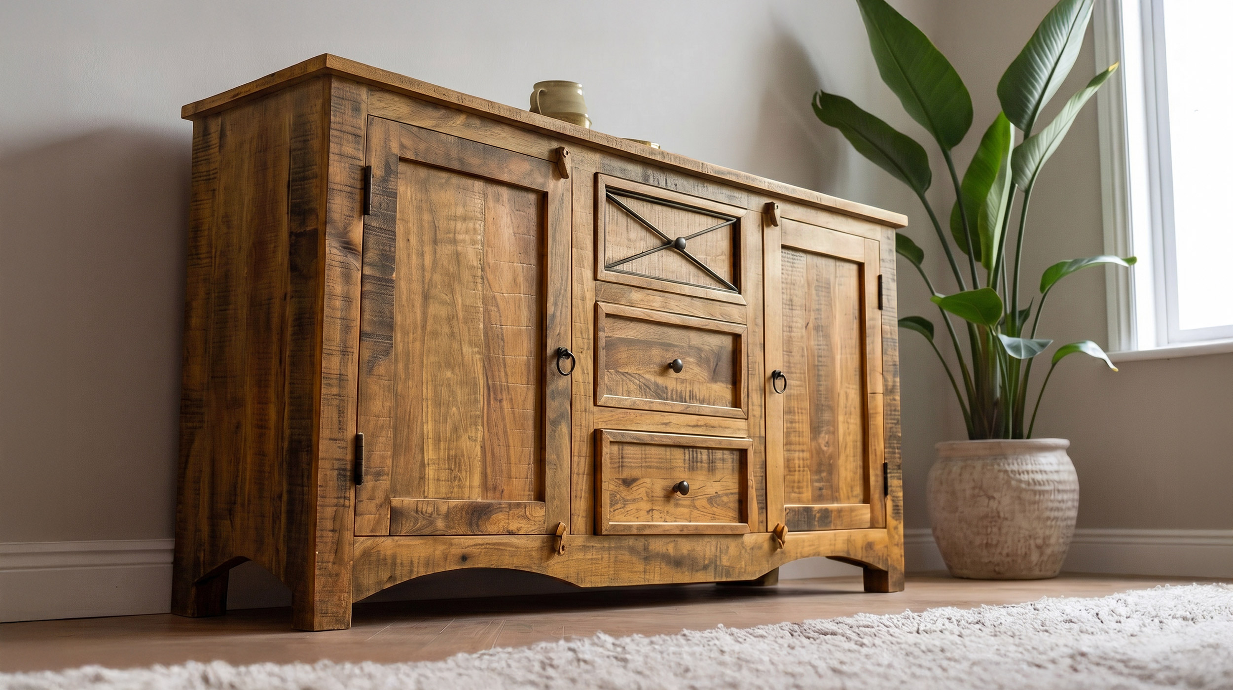 Sideboard 150 cm Akazie massiv lackiert montiert - ACANO