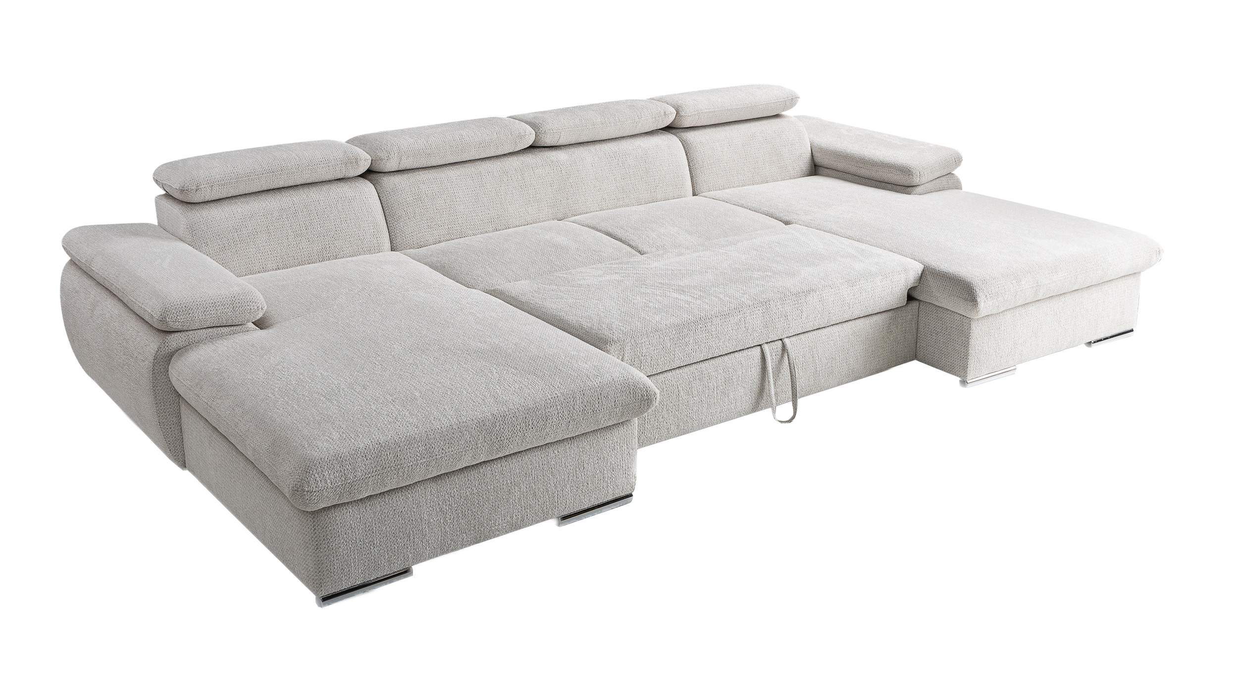 Wohnlandschaft Schlaffunktion creme 352 cm - Bettkasten - CARLO