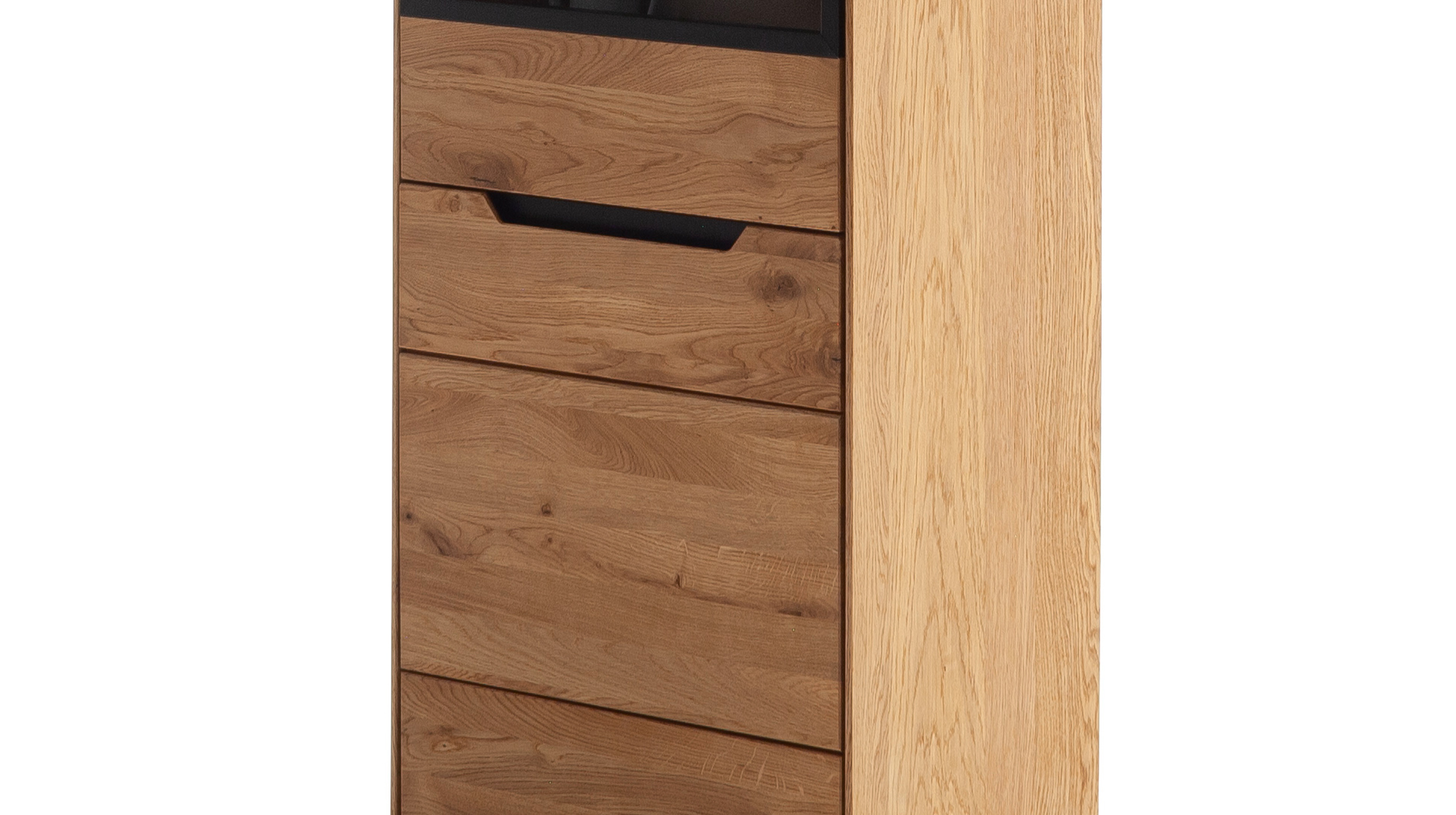 Vitrine mit Glastür Wildeiche teilmassiv geölt Breite 53 cm - ARAYA