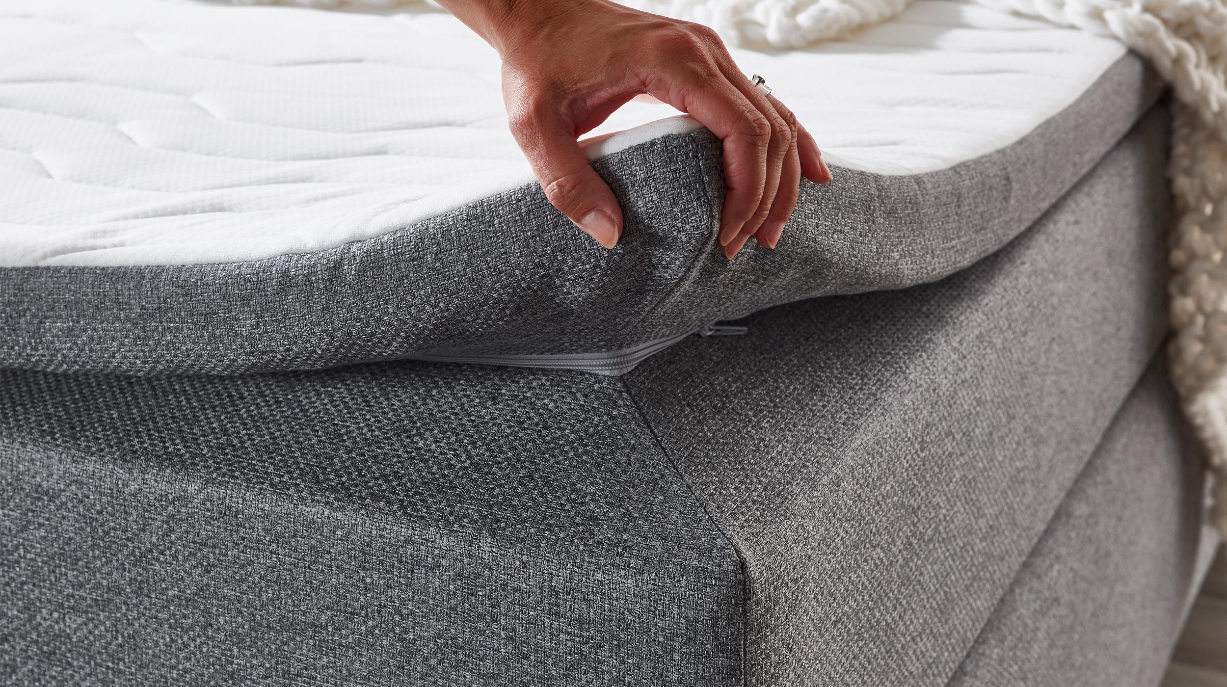 Boxspringbett 180 x 200 cm grau Stoffbezug - SAMIRO