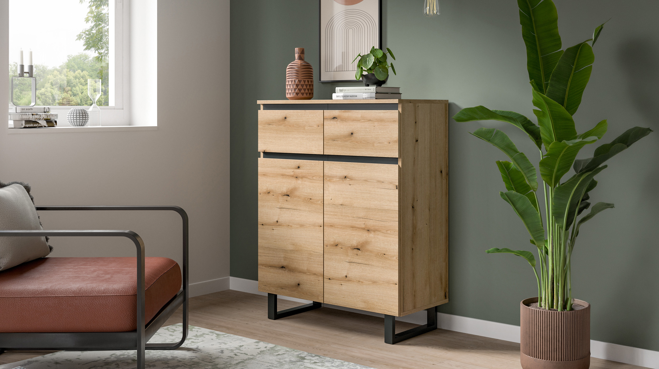 Kommode mit Schubladen Evoke Eiche 80 cm - TOMASA