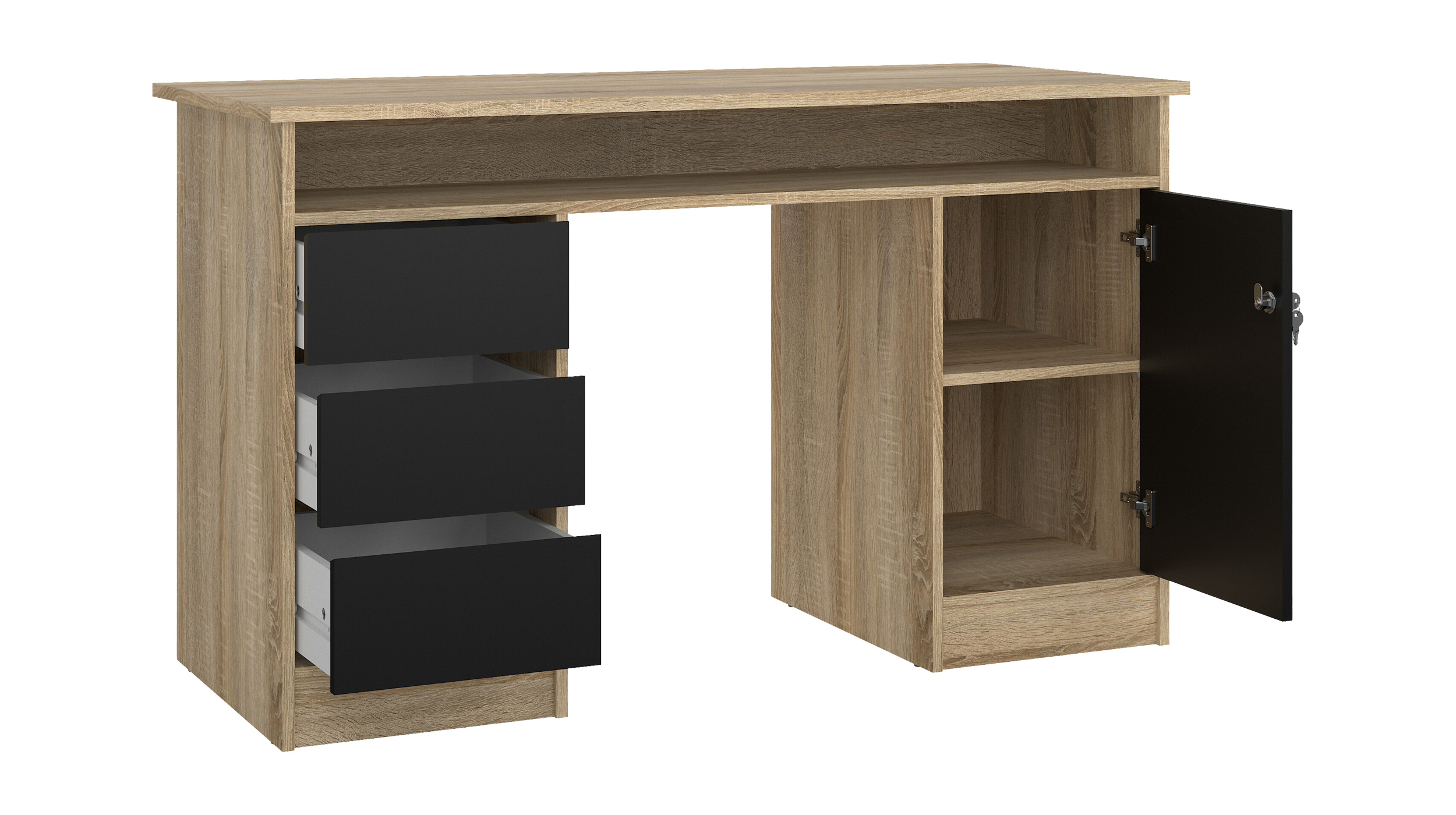 Computerschreibtisch schwarz Eiche 126 x 55 cm - FUNCTION
