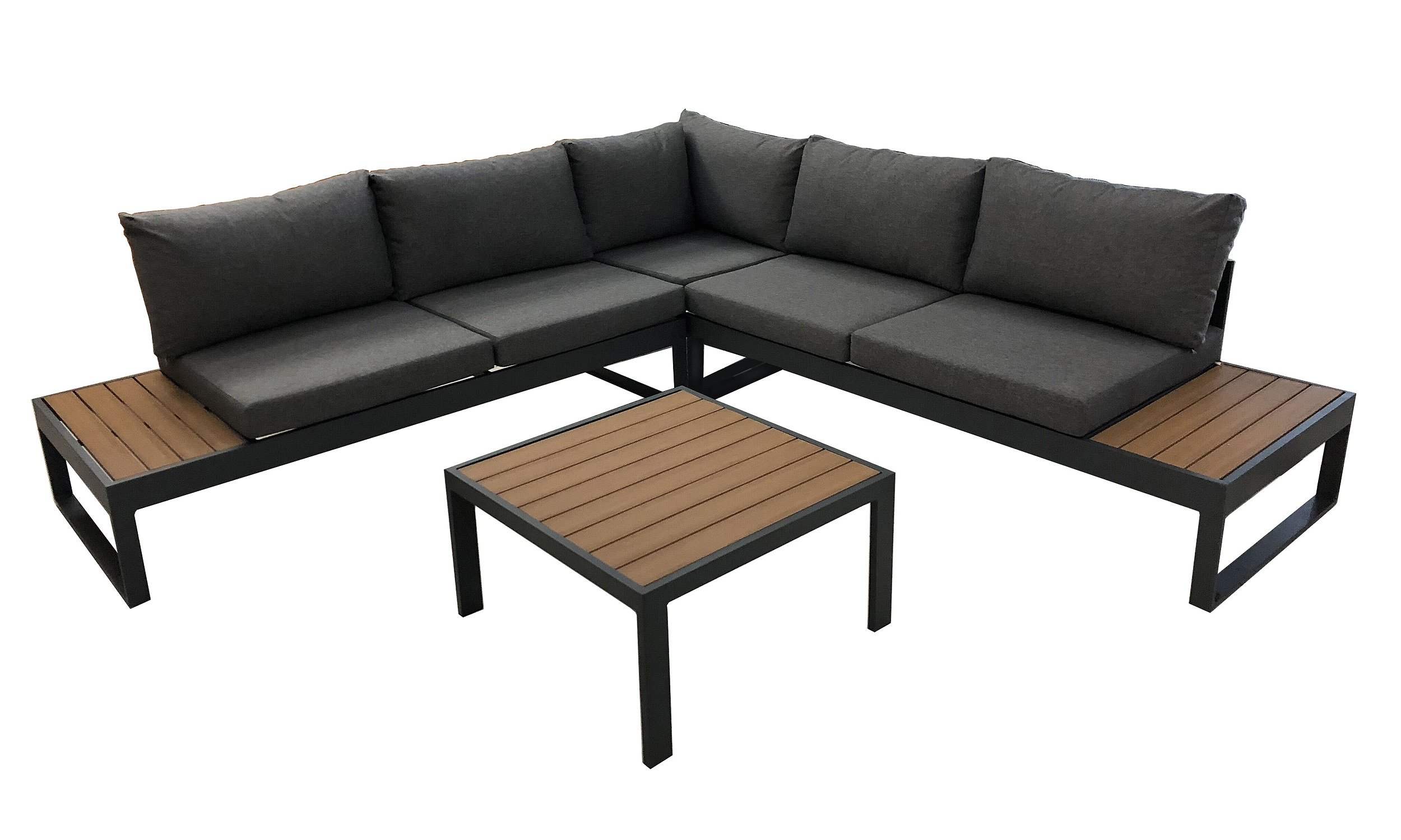 Gartenmöbel Lounge Set 247 x 247 cm Teak Holzopotik - PAROS