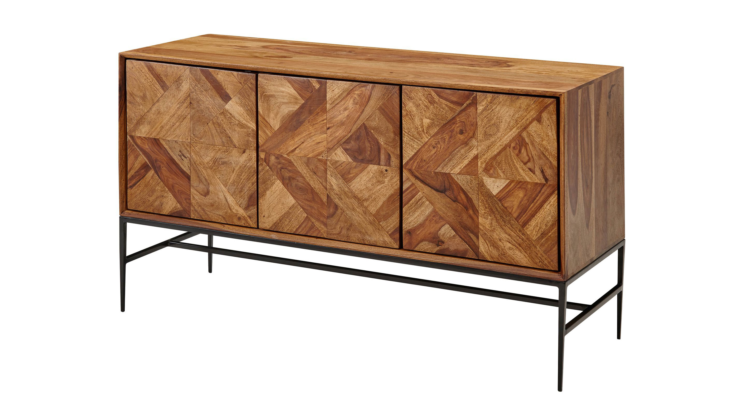 Sideboard Sheesham massiv gebeizt 123 cm - 3-türig - SIGRID
