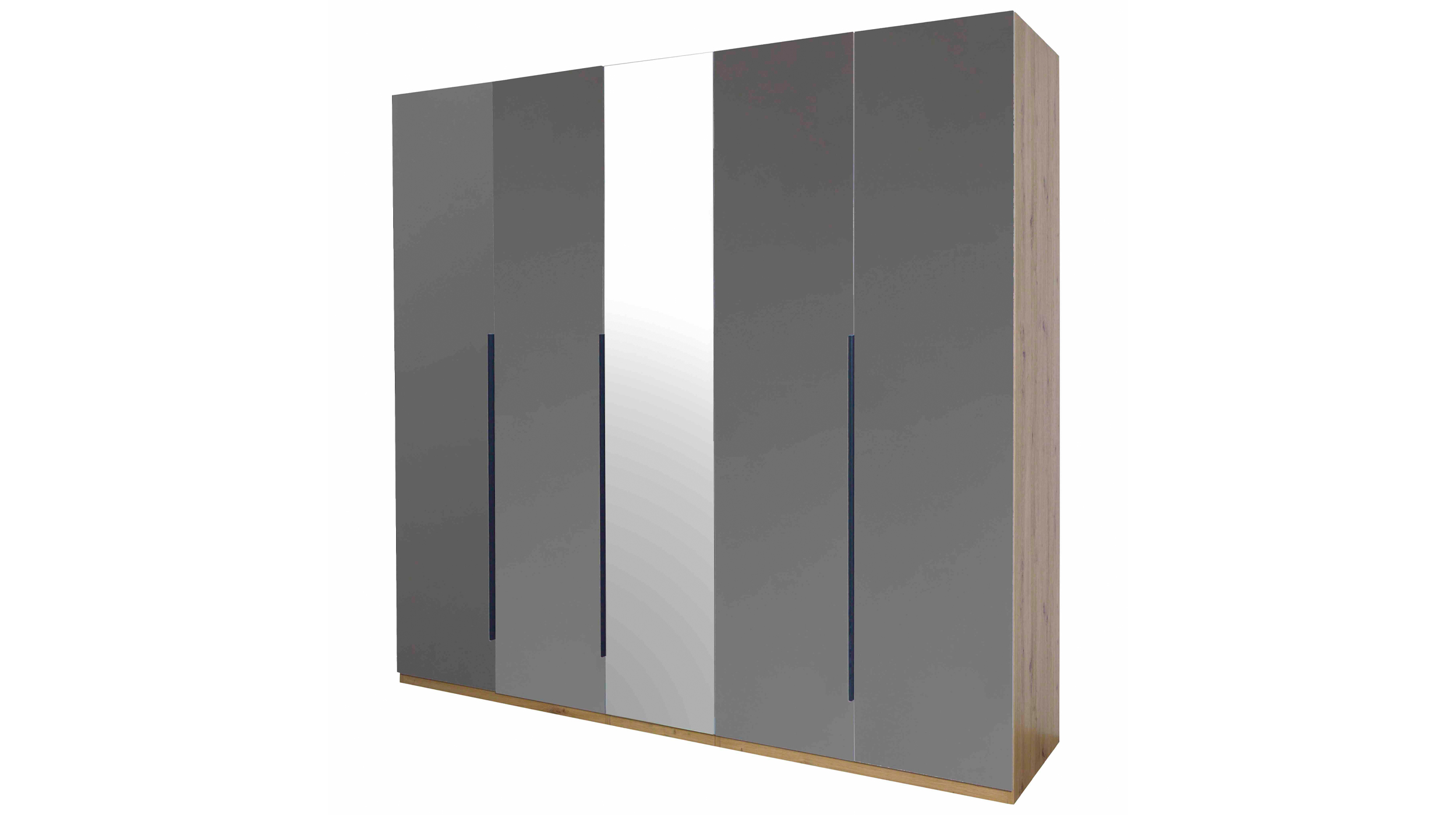 Kleiderschrank mit Spiegel grau hochglanz - Eiche 230 cm - SPOSAMI