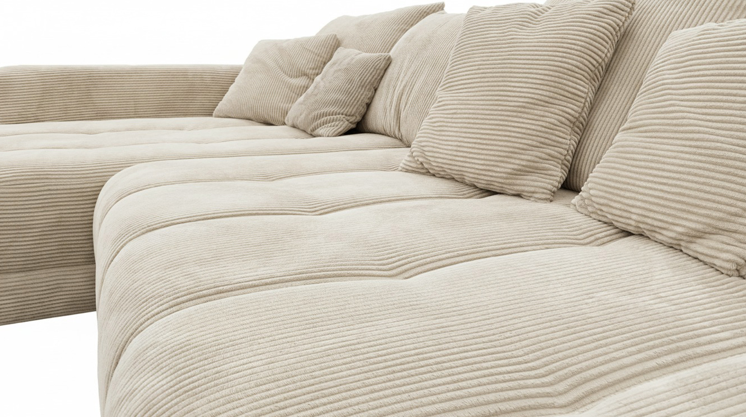 Ecksofa Cord beige 300 x 215 cm - OT links - ARTEMIS