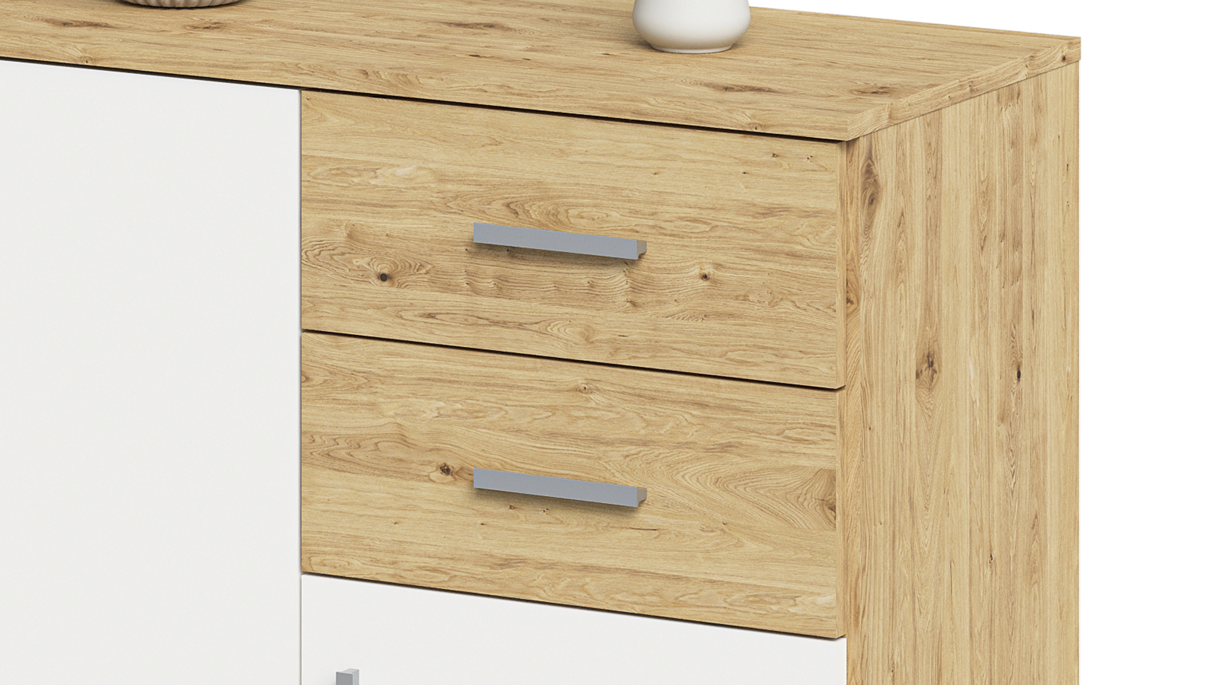 Kommode mit Schubladen weiß Artisan Eiche 120 cm - ALBATA