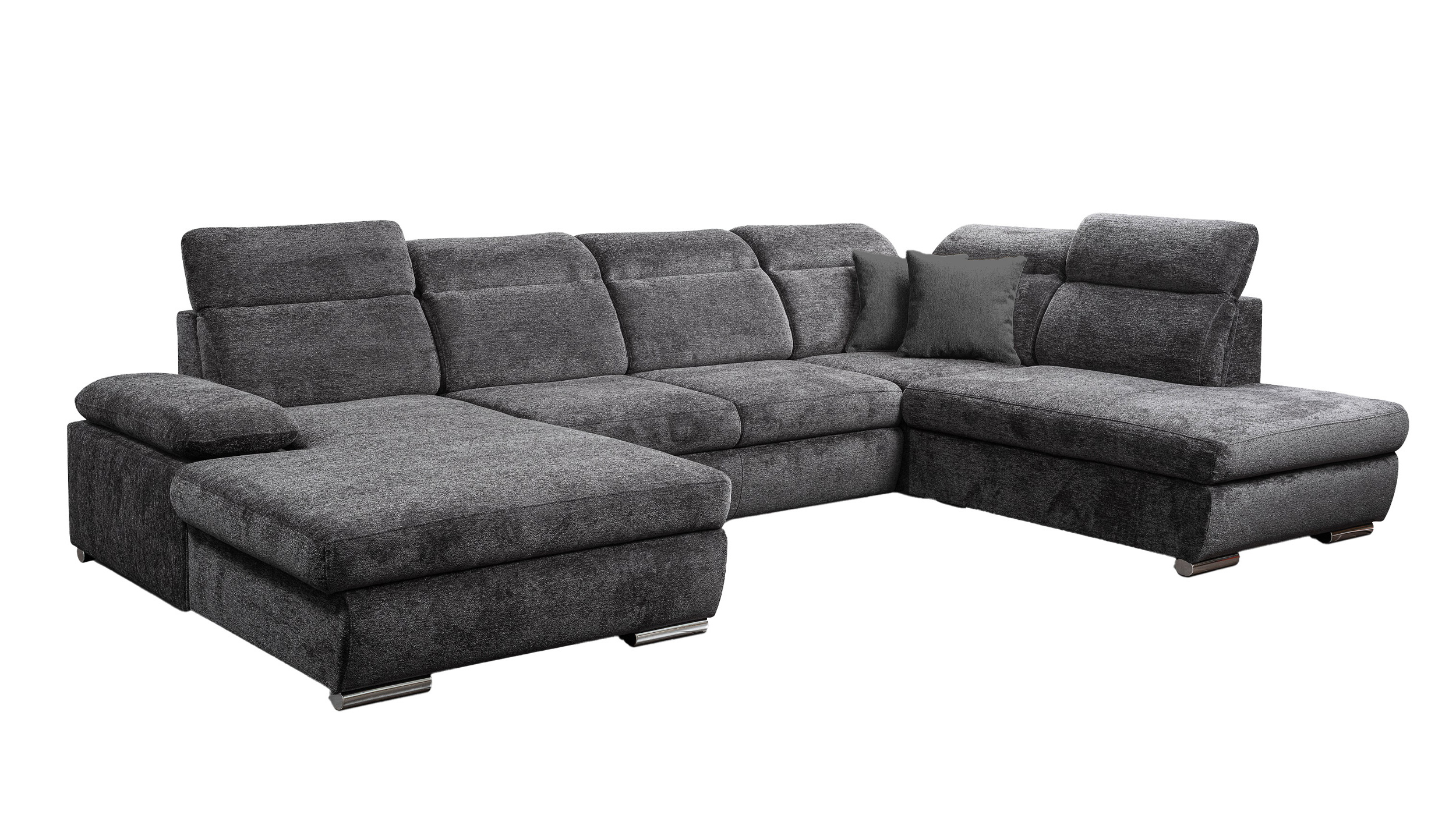 Wohnlandschaft Schlaffunktion anthrazit Bettkasten 359 cm - CORDOBA