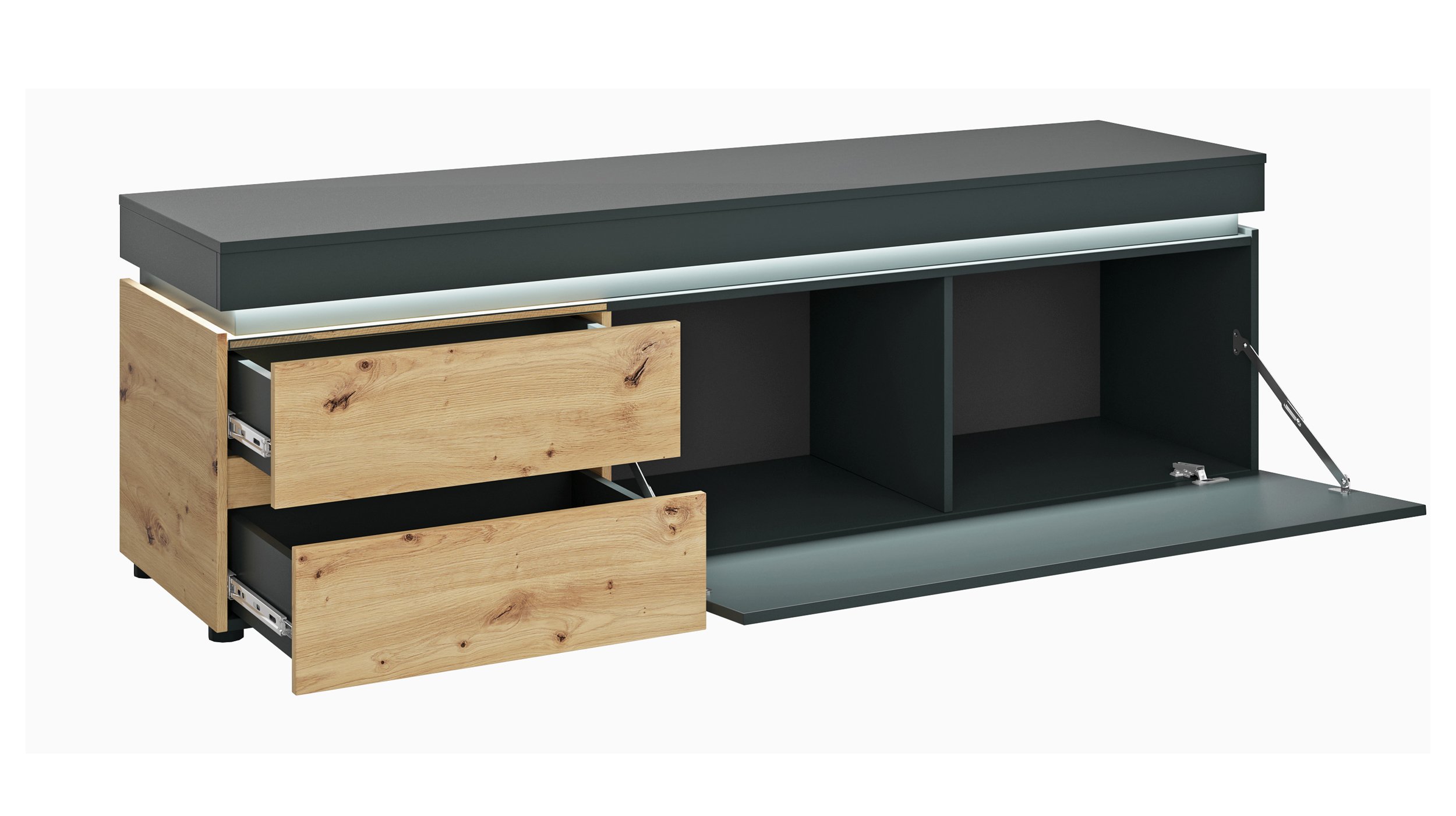 TV - Lowboard grau - Artisan Eiche - 180 cm - LUCI