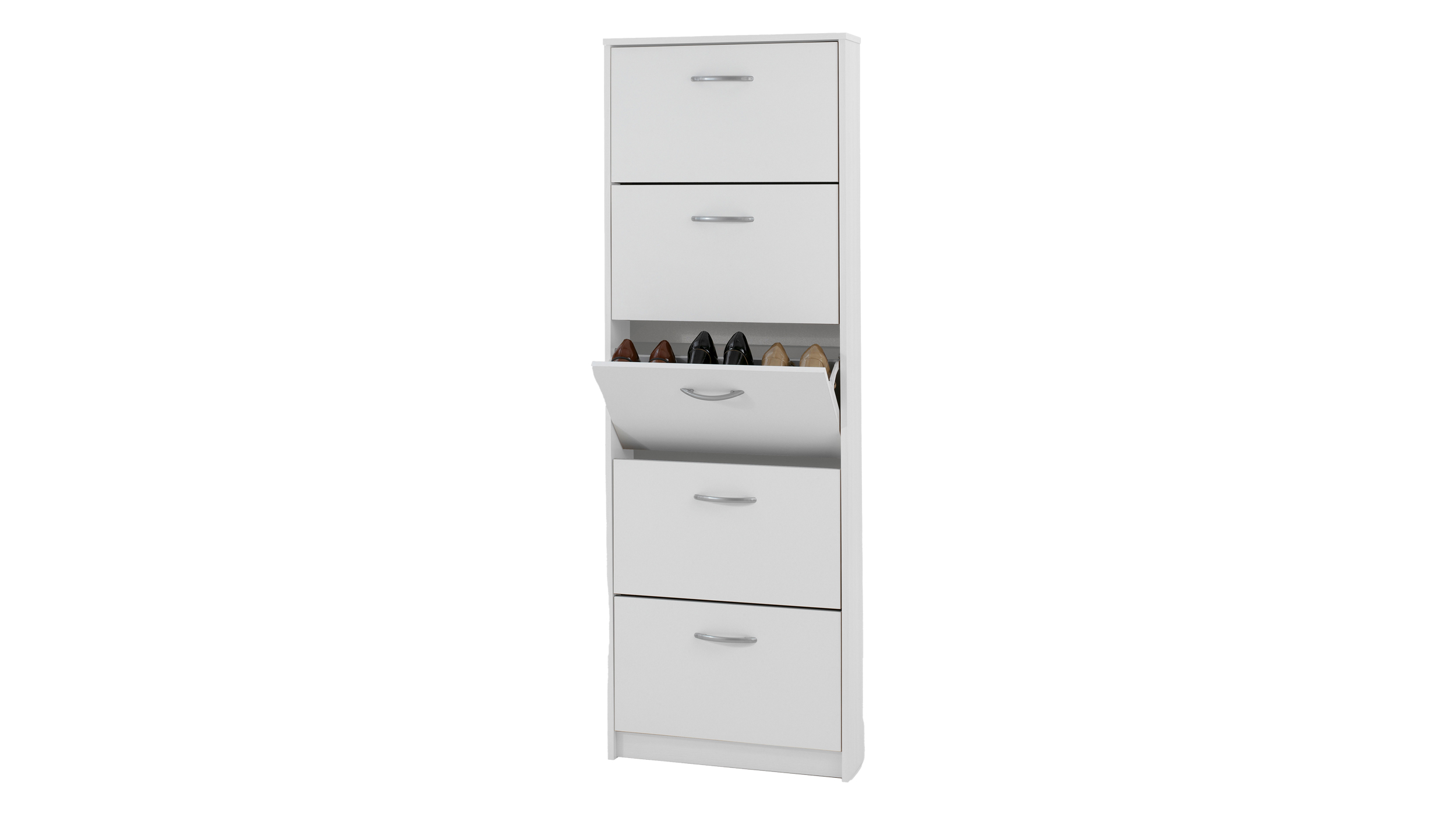 Schuhschrank weiß 59 x 169 cm - 5-türig - STEP
