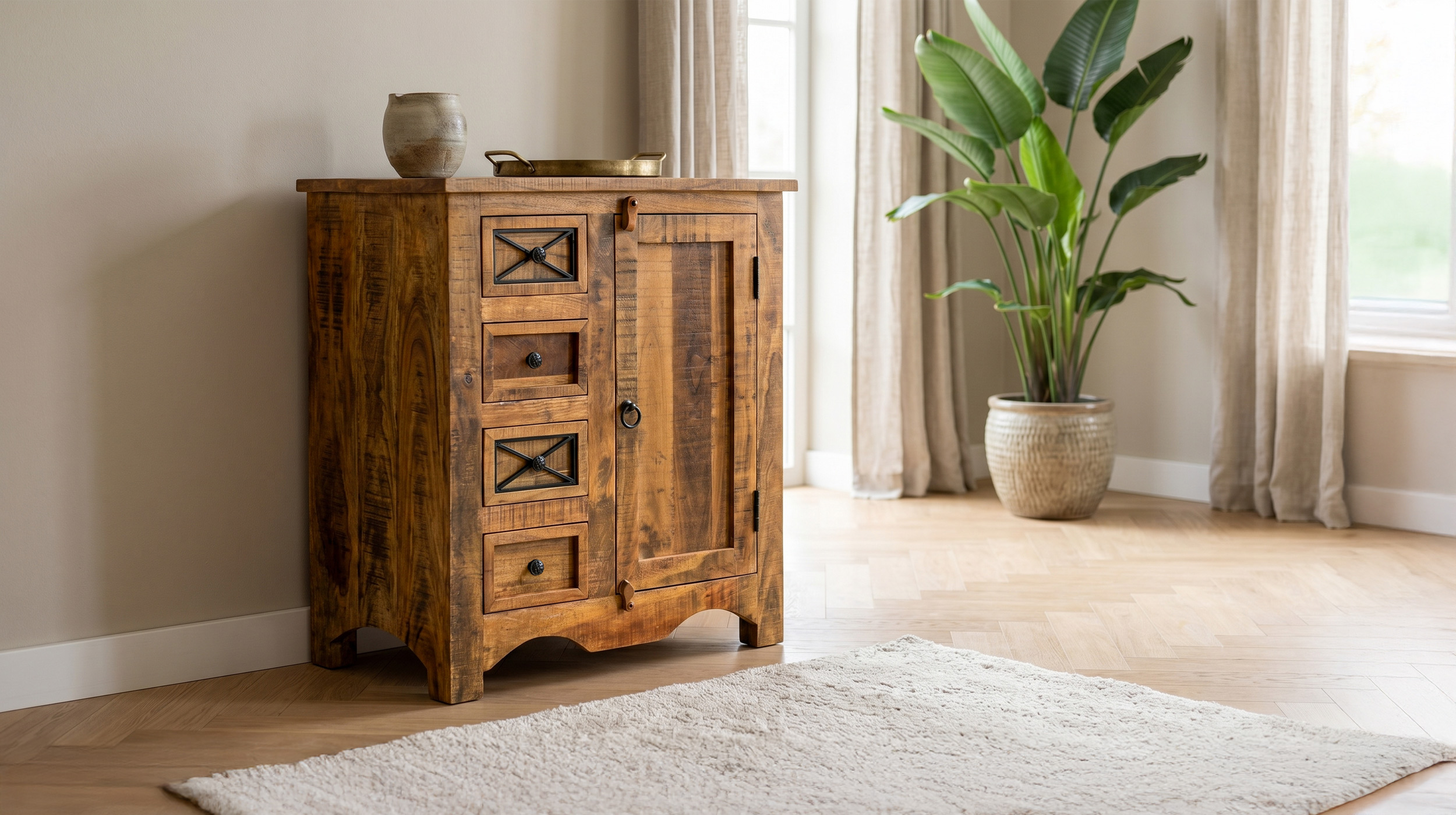 Sideboard 70 cm Akazie massiv lackiert montiert 70 cm - ACANO