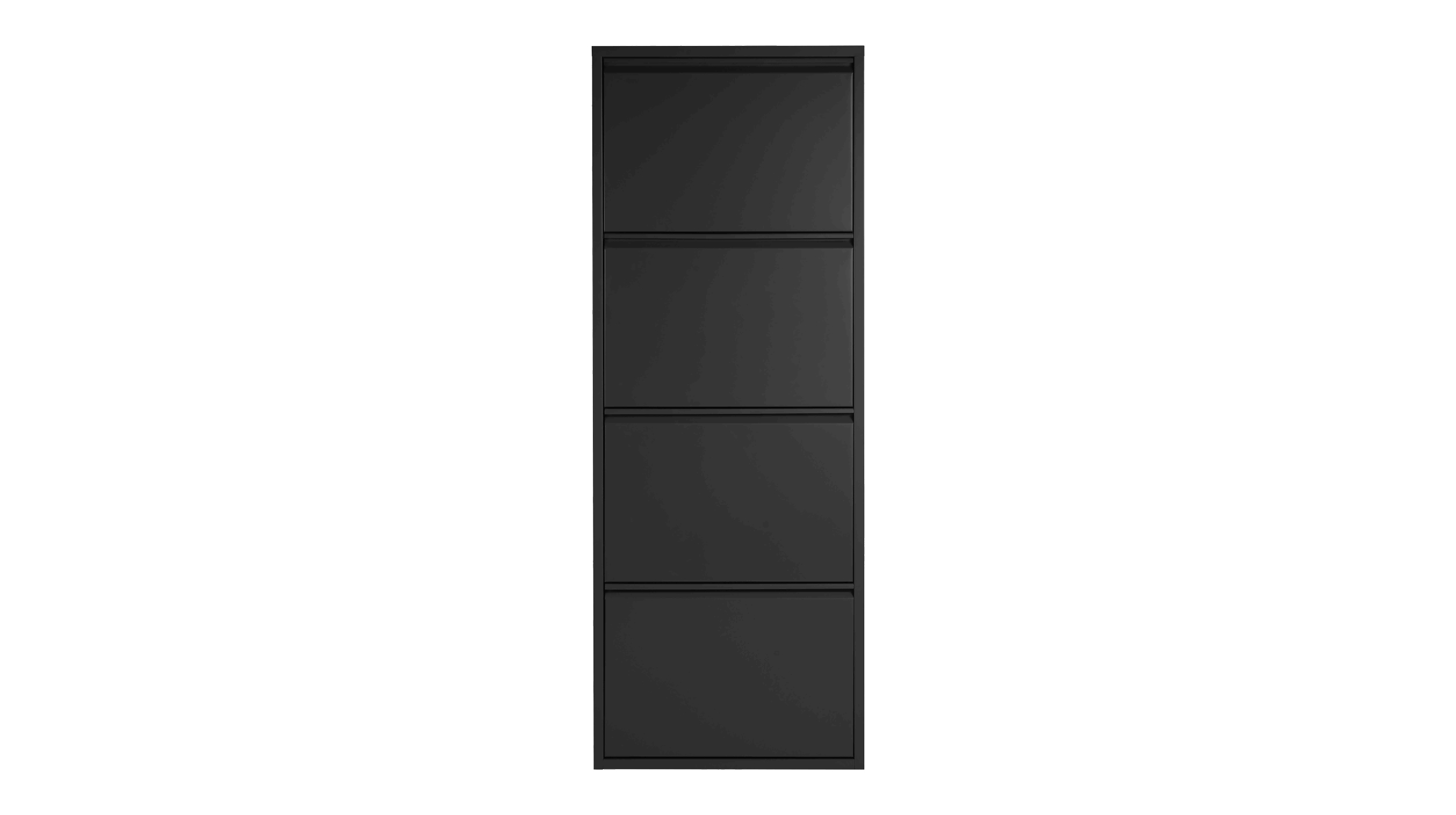 Schuhschrank schwarz lackiert 50 x 105 cm - 4-türig - KARL