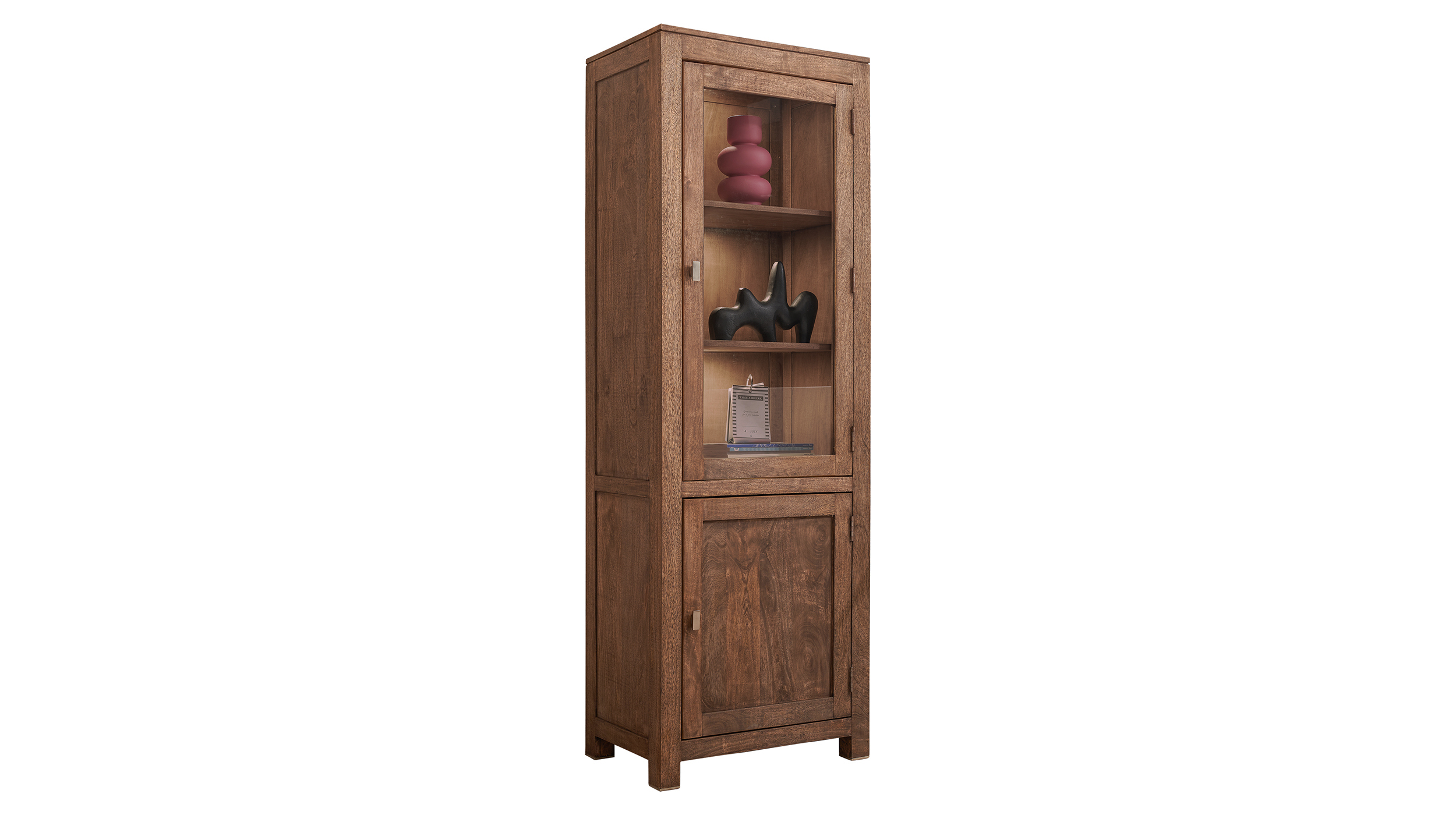 Vitrine Mango massiv gebeizt - montiert Breite 65 cm - MANGALA