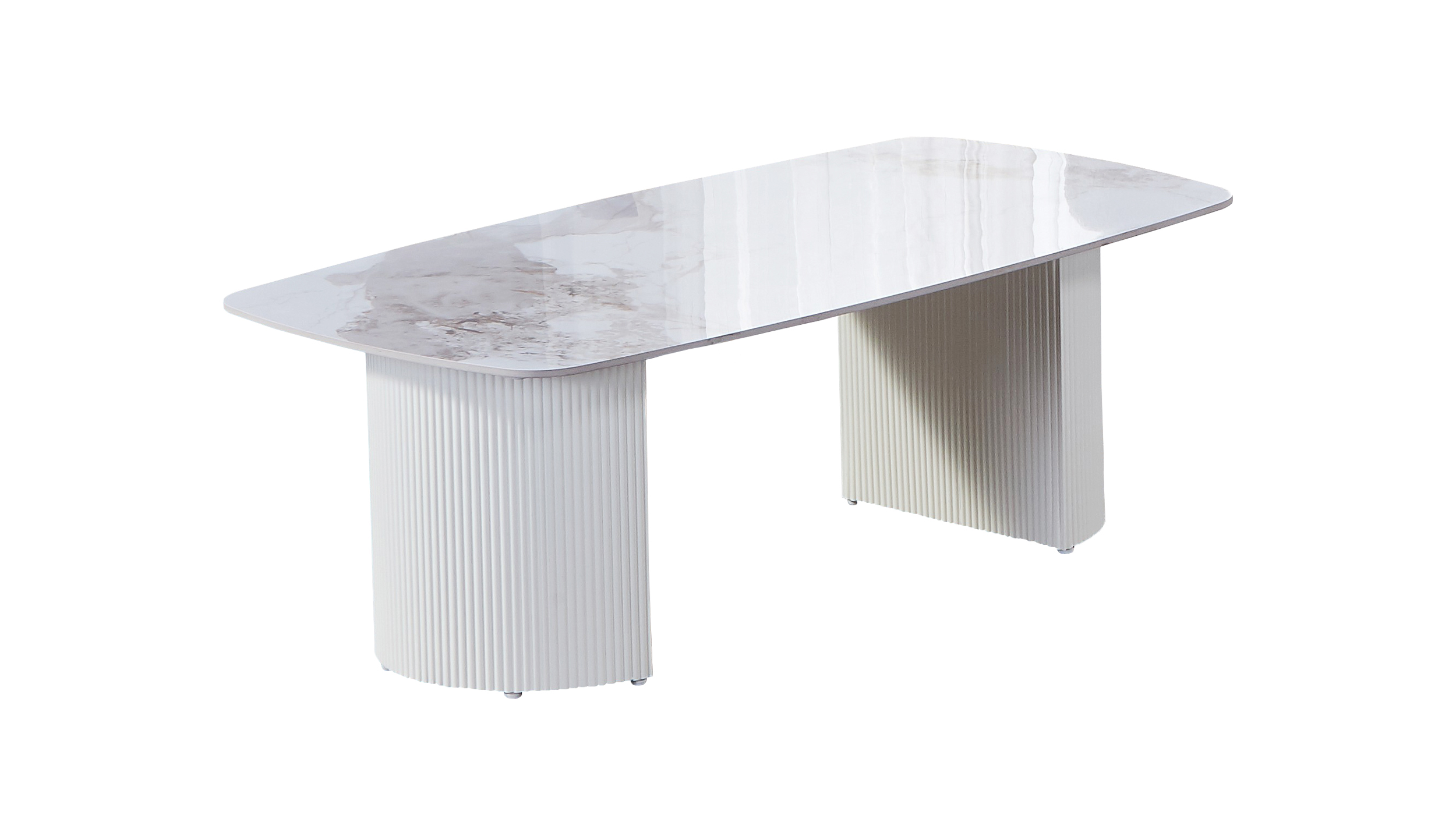Couchtisch weiß hochglanz Marmoroptik 120 x 70 cm - VITALO