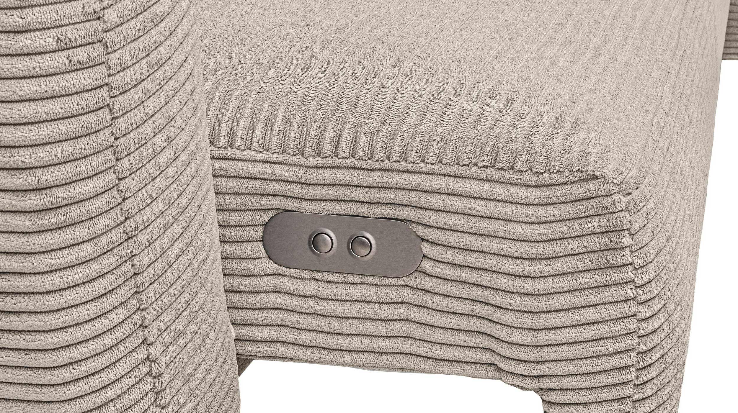 Ecksofa Cord beige elektrisch ausfahrbar 277 cm - OT- rechts - ALISSON