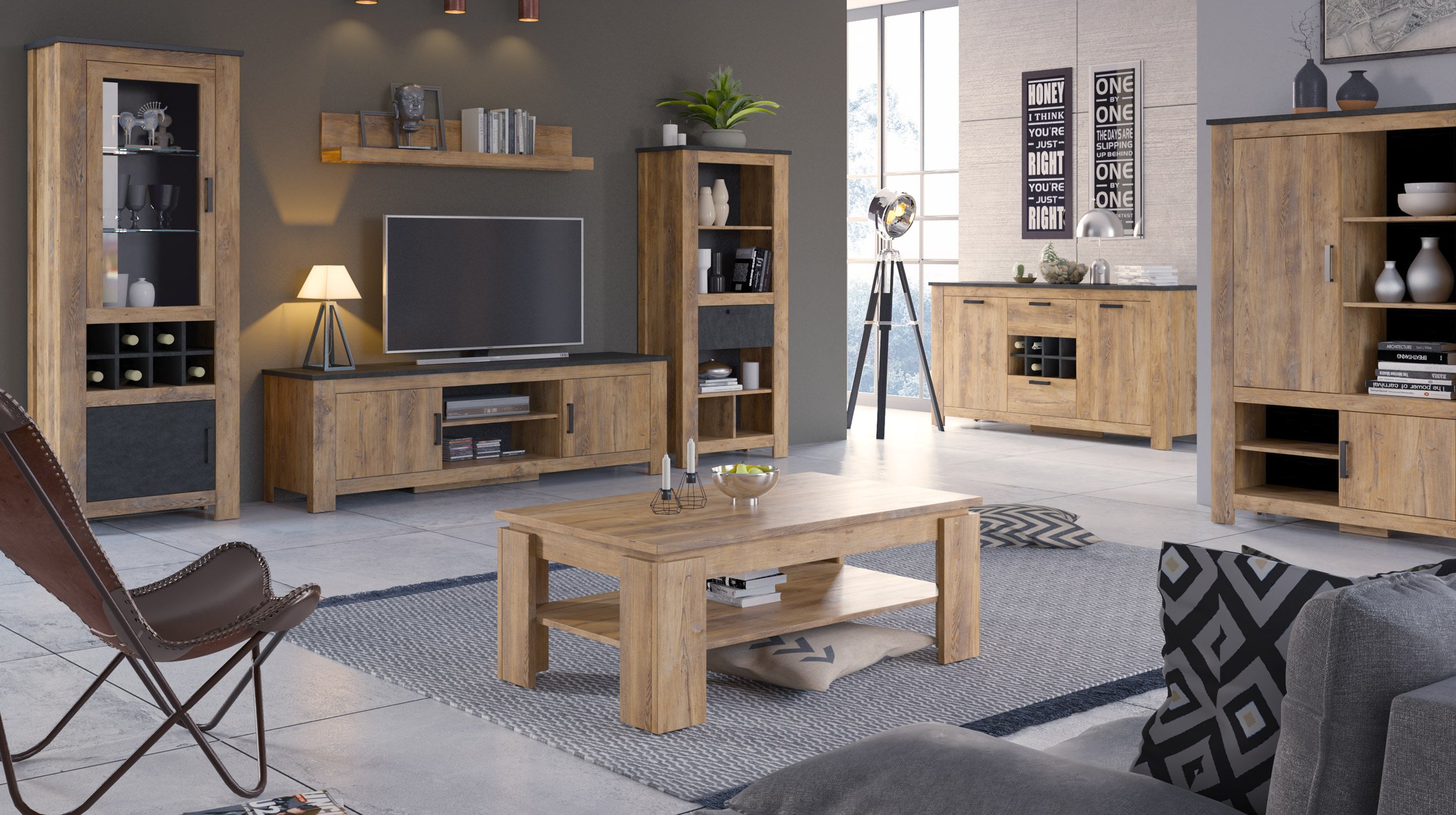 Couchtisch Kastanie Breslau 110 x 67 cm 2 Ablagen - RAPALLO