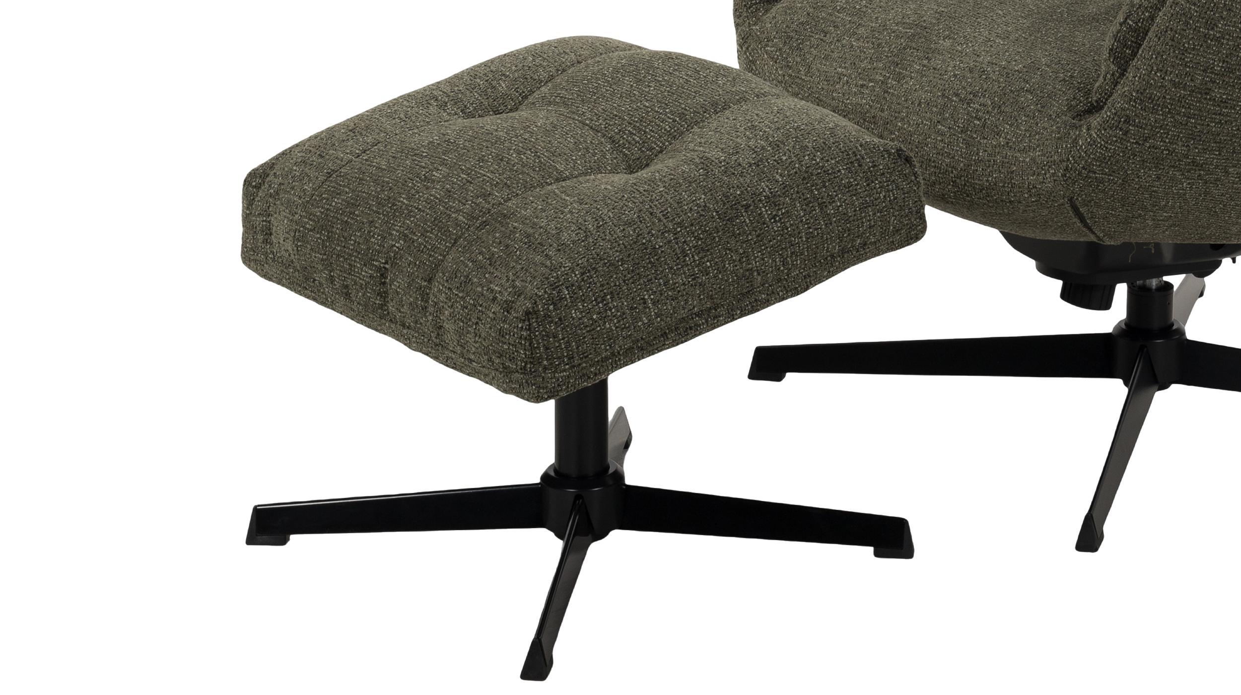Relaxsessel mit Hocker grün Webstoff - drehbar - PRUNA