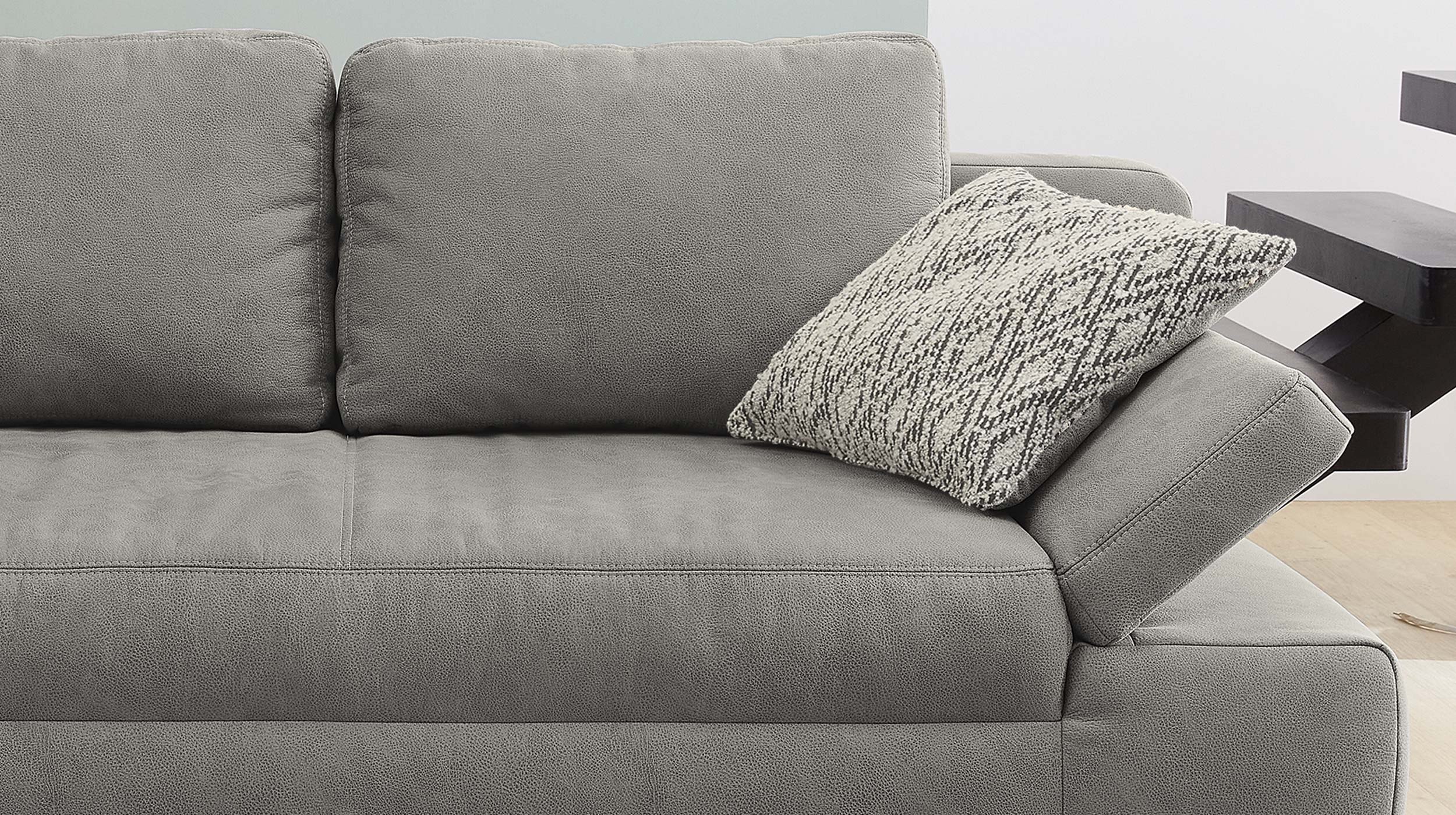 Schlafsofa grau Bettkasten ausziehbar 200 cm Federkern - JANO