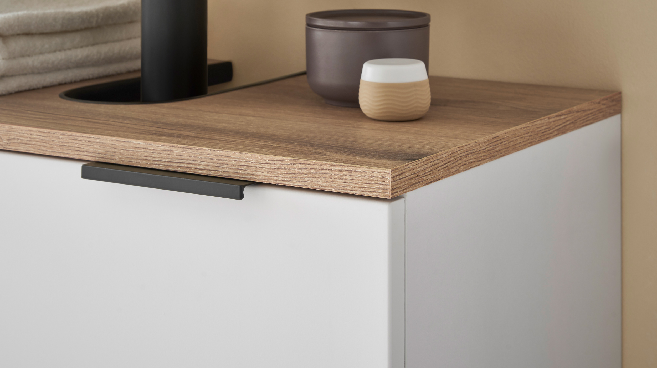 Waschbeckenunterschrank weiß Eiche 80 cm - DALIA