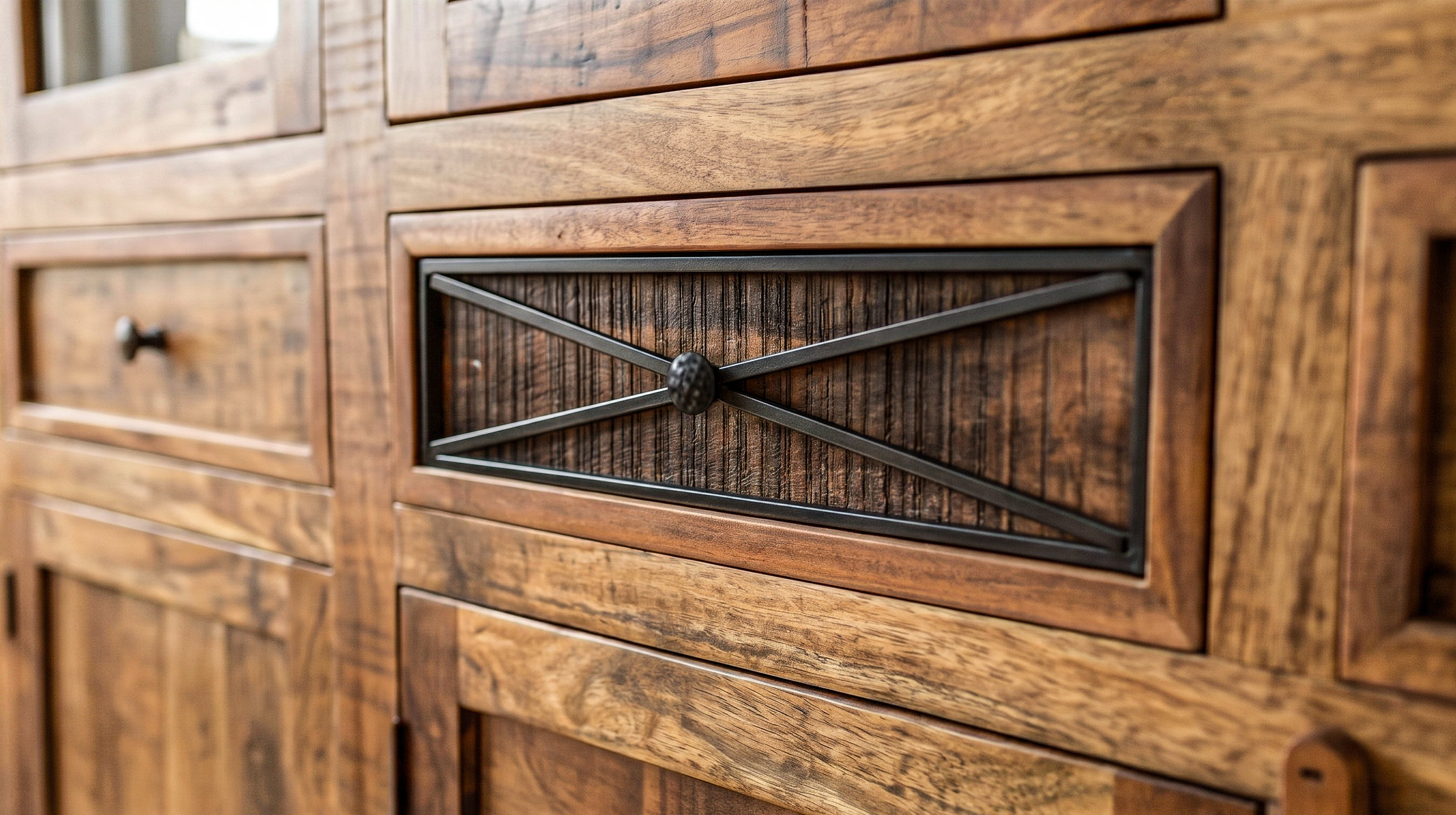 Highboard 5 Türen Akazie massiv lackiert montiert 160 cm - ACANO