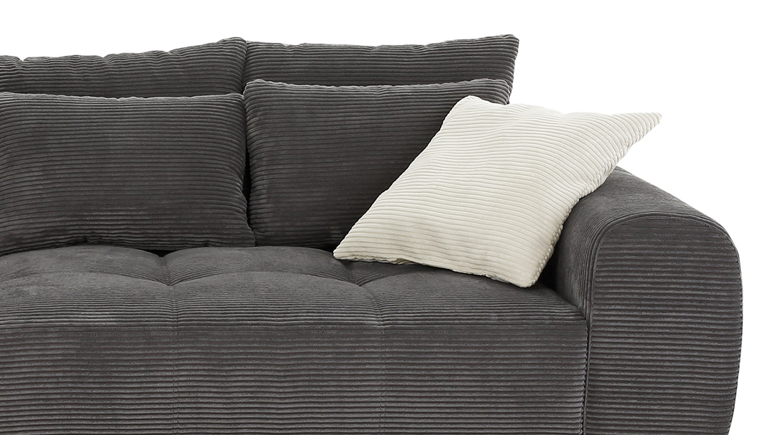 Big Sofa Cord grau - 308 cm - Federkern - JANNI