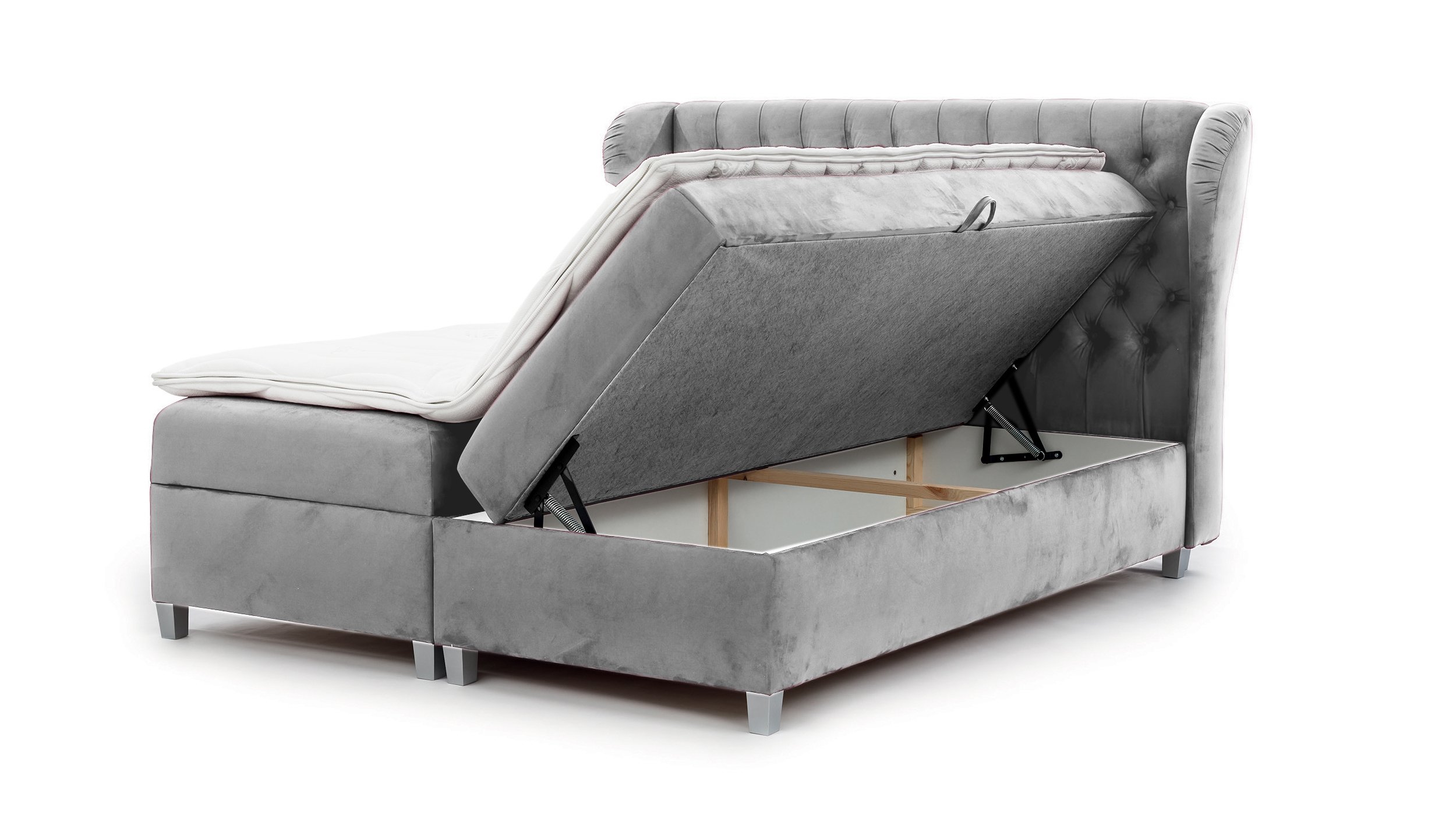 Boxbett 180 x 200 cm grau Bettkasten - JOKER