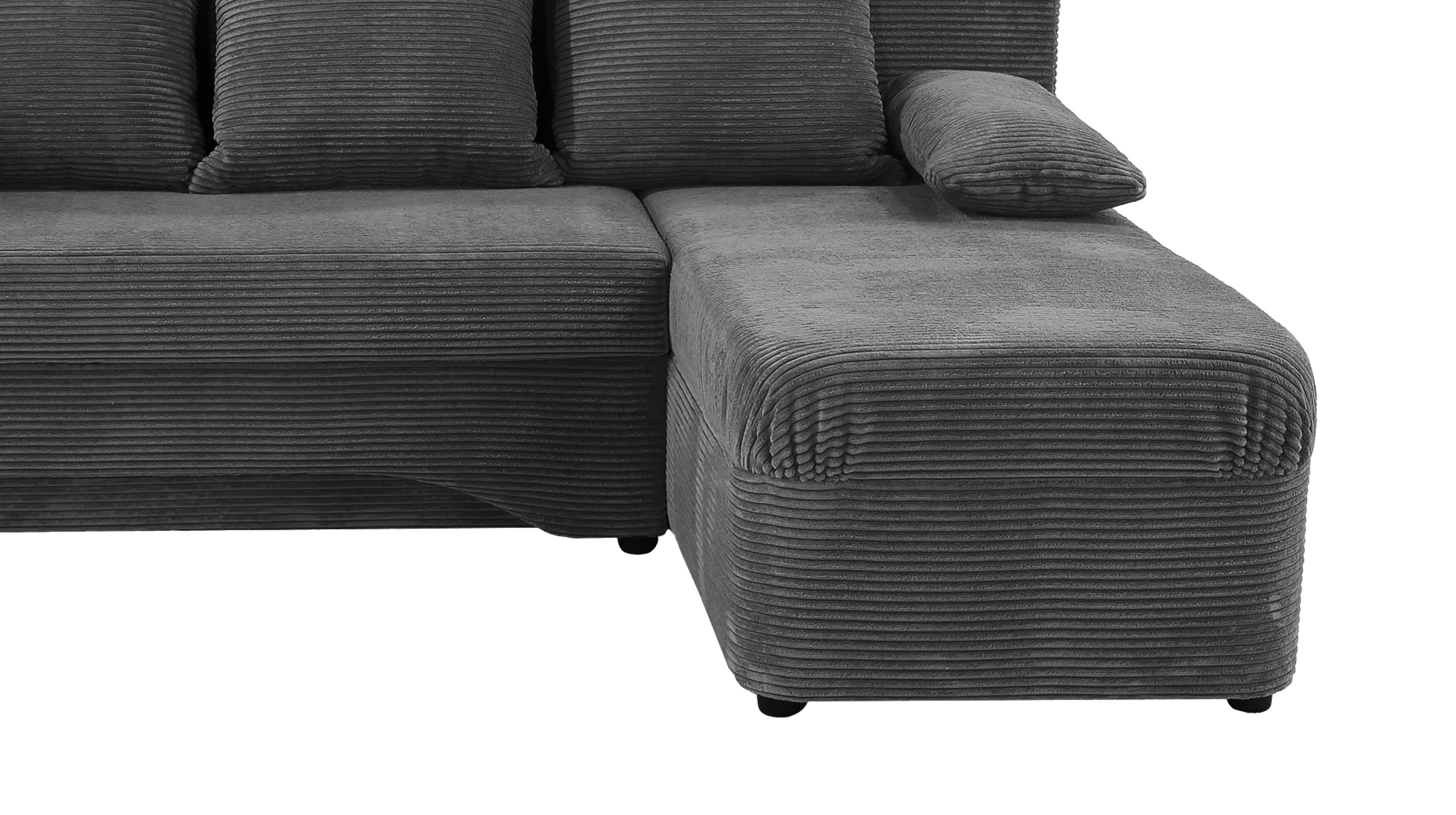 Ecksofa Cord grau Bettkasten Schlaffunktion 191 x 142 cm - POLARIS