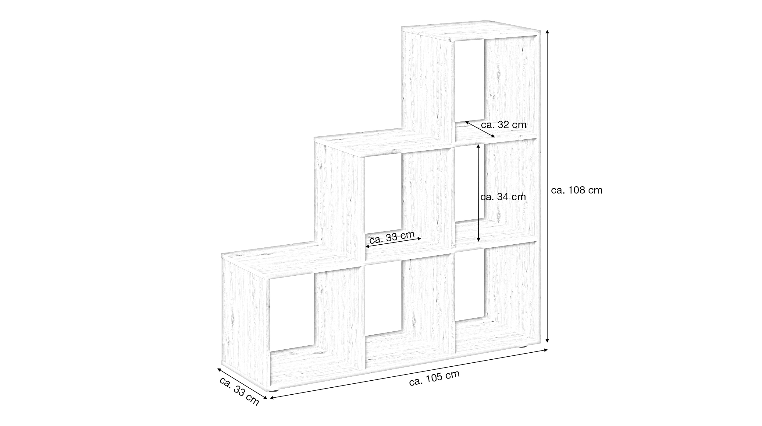 Raumteiler Artisan Eiche 105 x 108 cm - 6 Fächer - RIKU