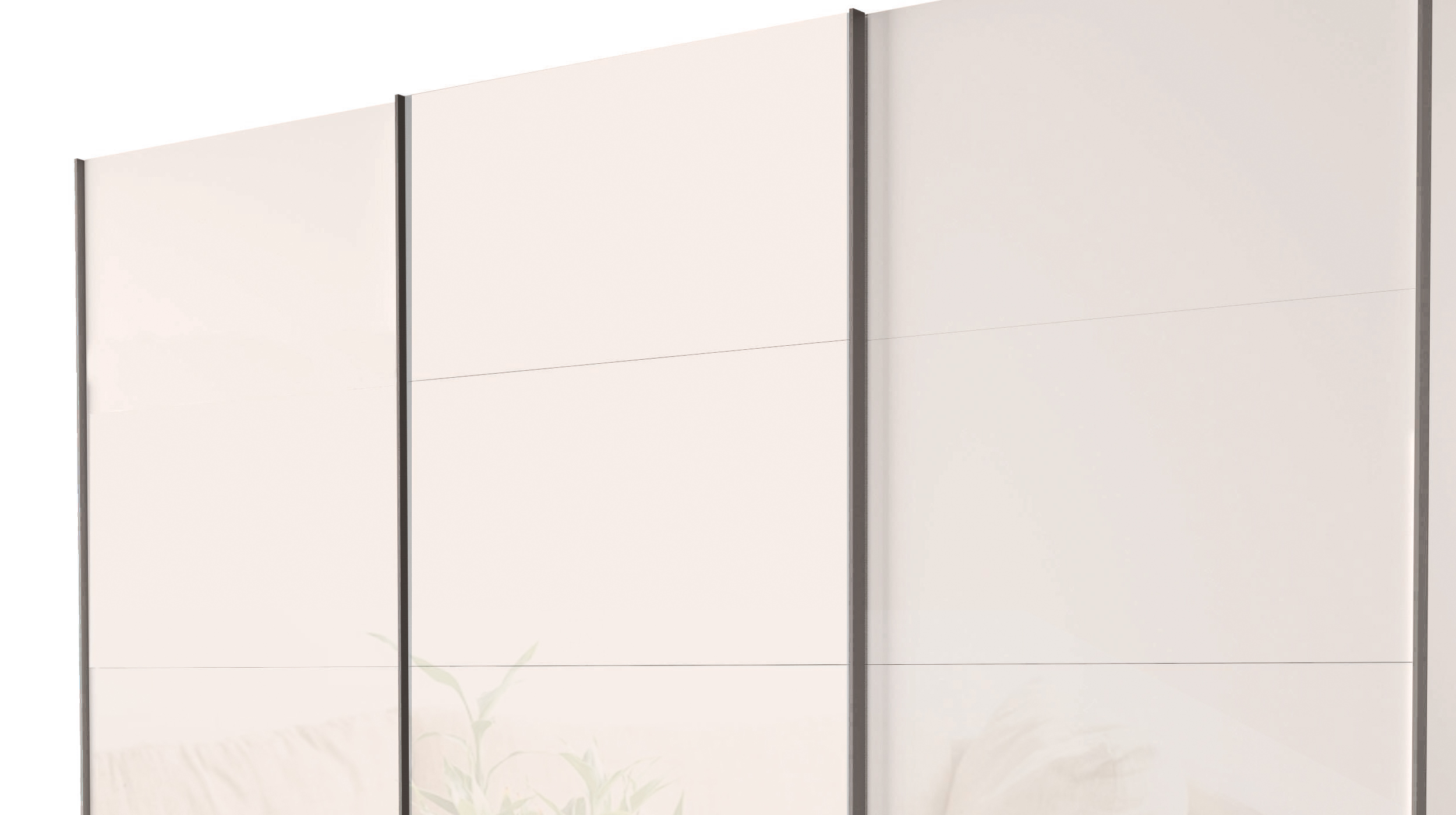 Schwebetürenschrank beige hochglanz - 304 cm - SYSTEMA
