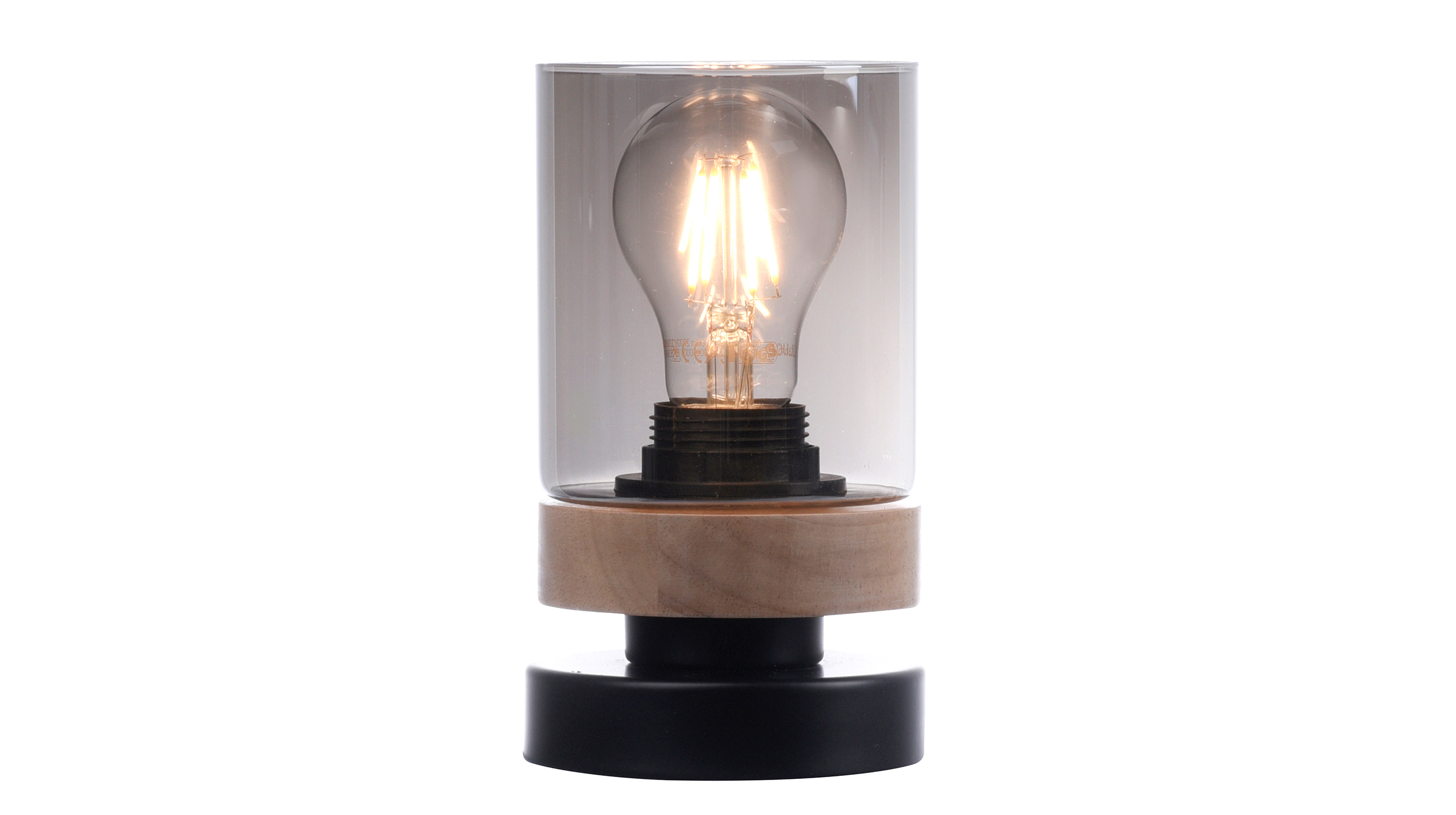 Tischlampe schwarz Rauchglas 1-flammig drehbar - PASQUAL