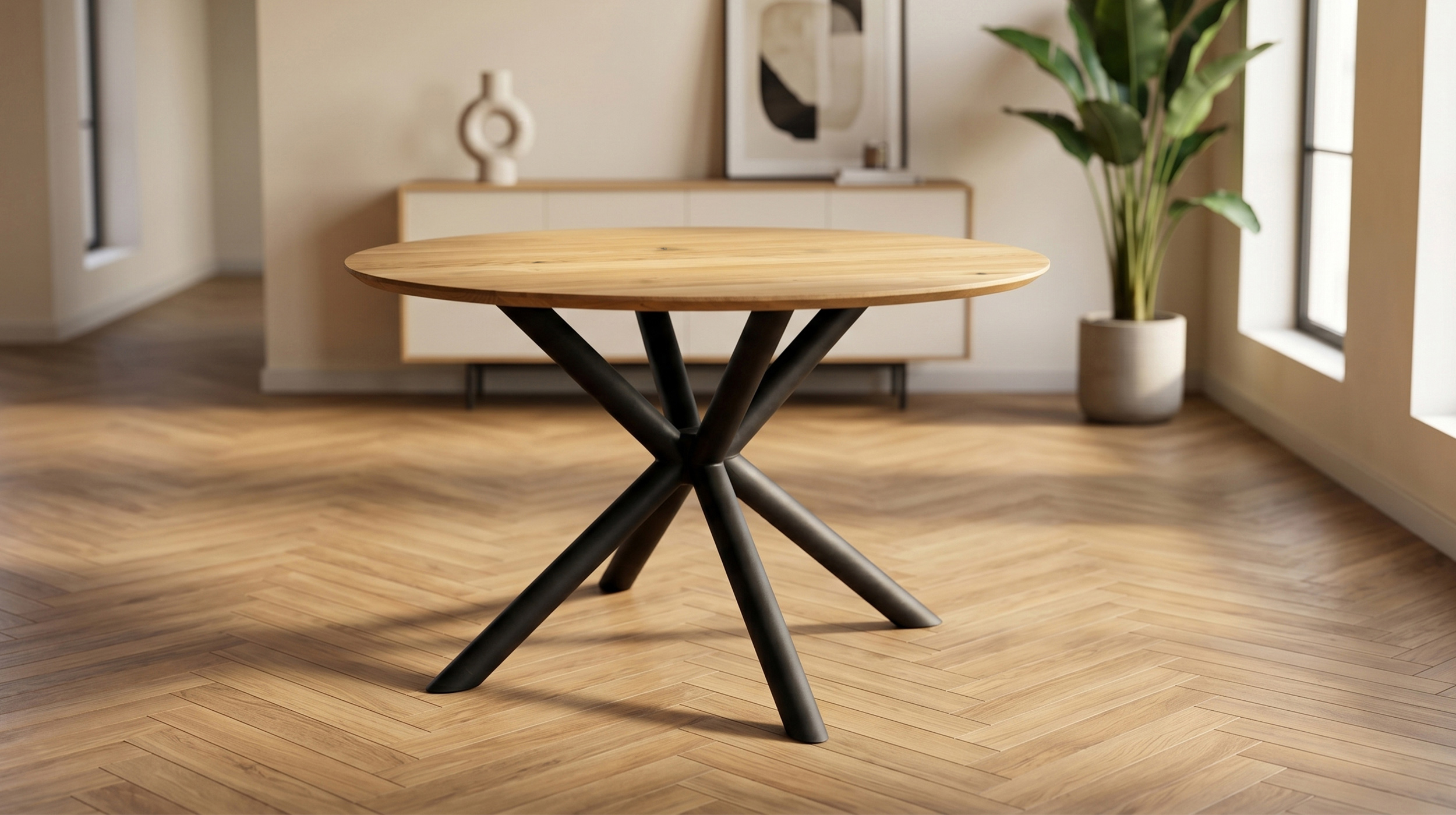 Esstisch Massivholztisch rund Eiche geölt 120 cm - LUND