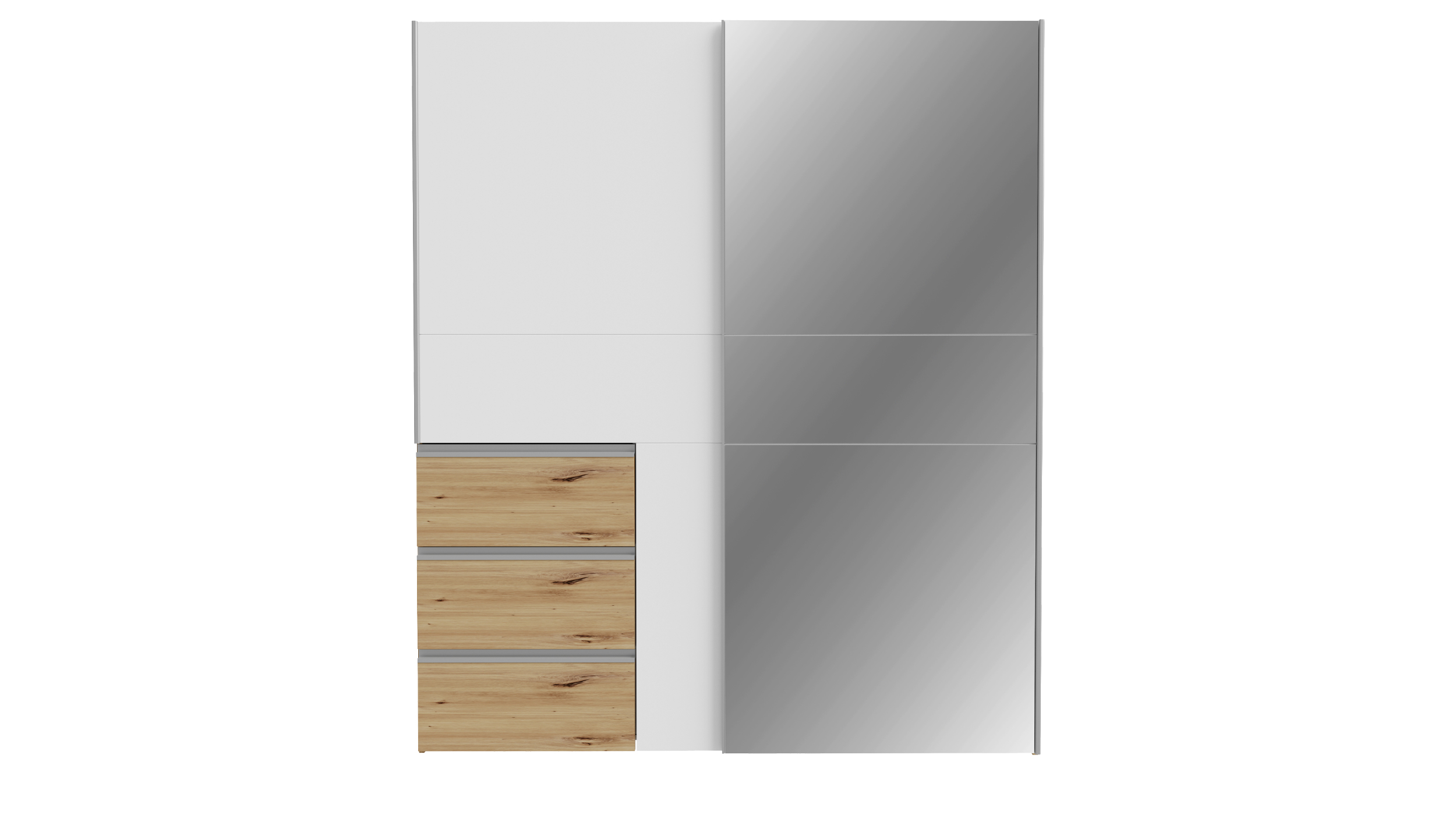 Schwebetürenschrank weiß Artisan Eiche mit Spiegel 170 cm 2-türig - WINN