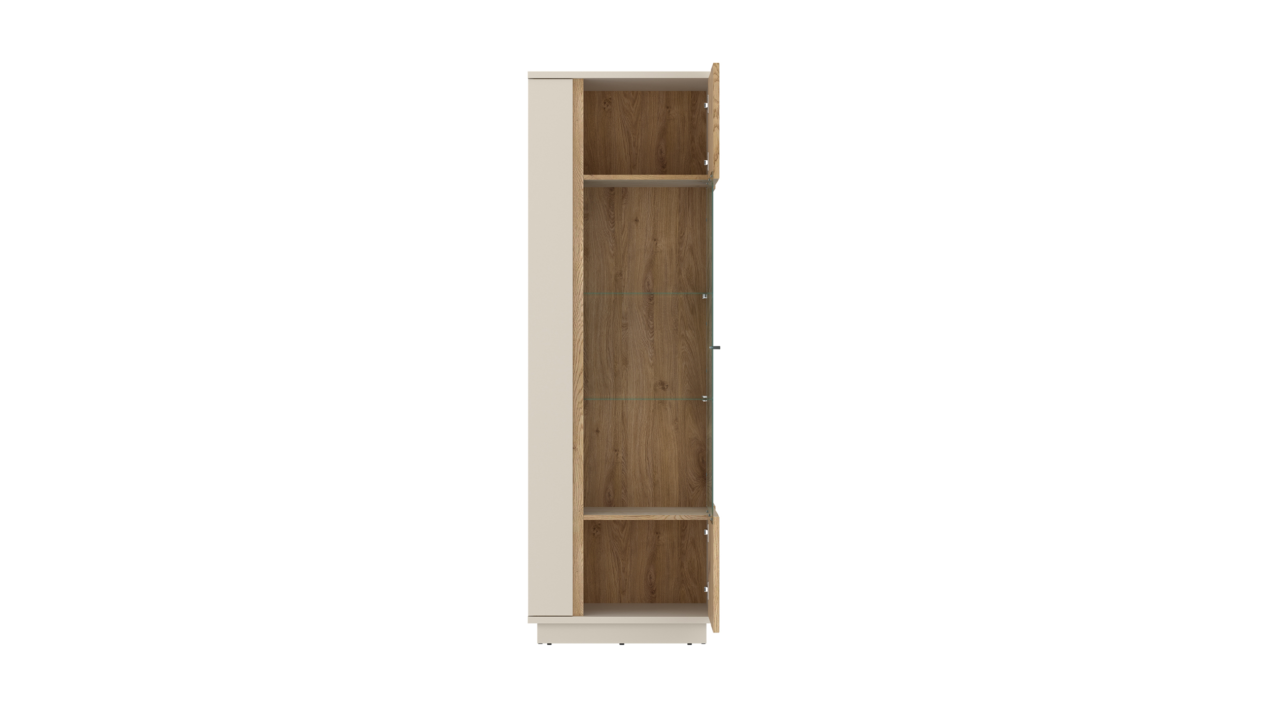 Vitrine mit Glastür beige - Eiche - Breite 62 cm - MOSANO