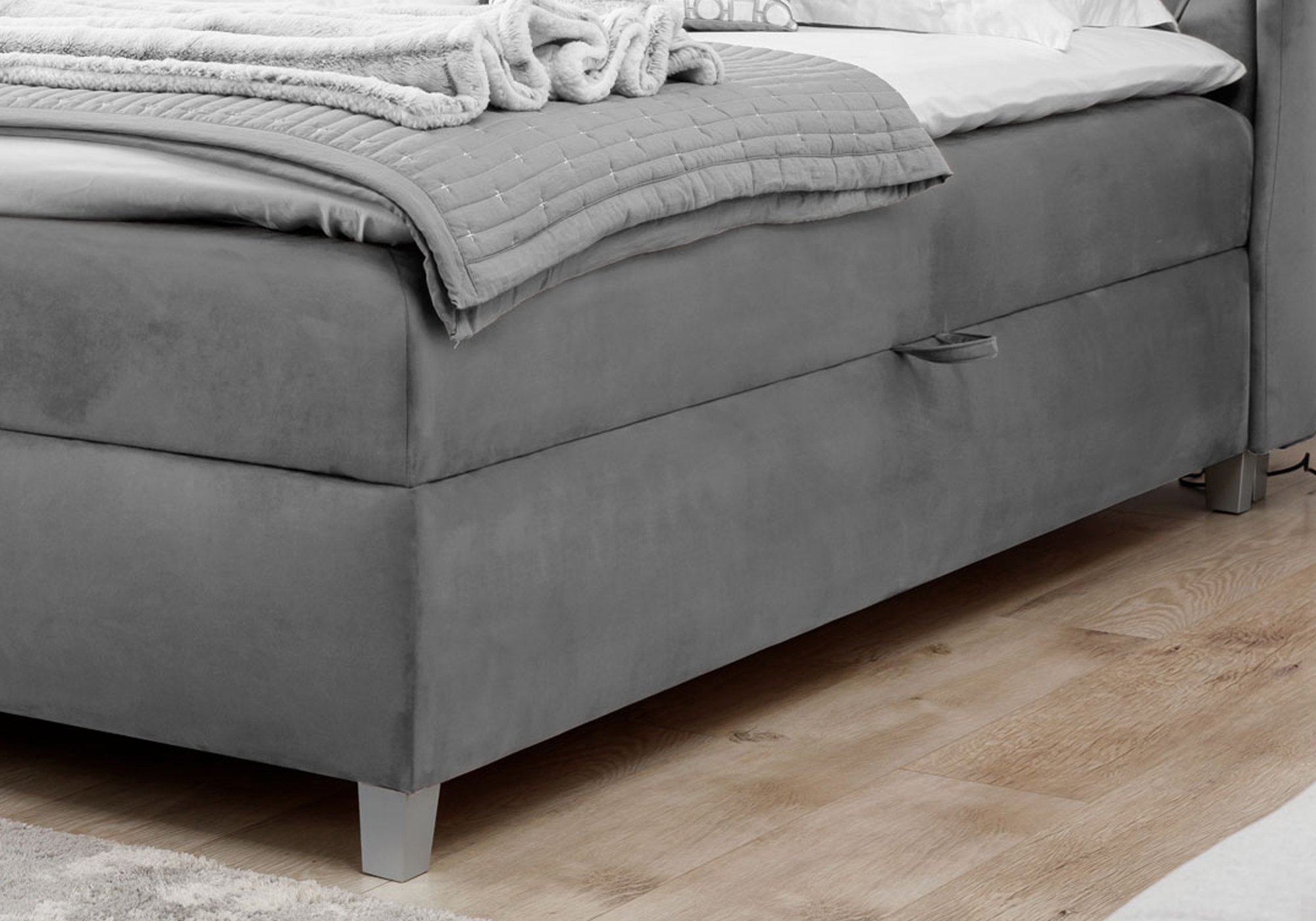 Boxbett 180 x 200 cm grau Bettkasten - JOKER