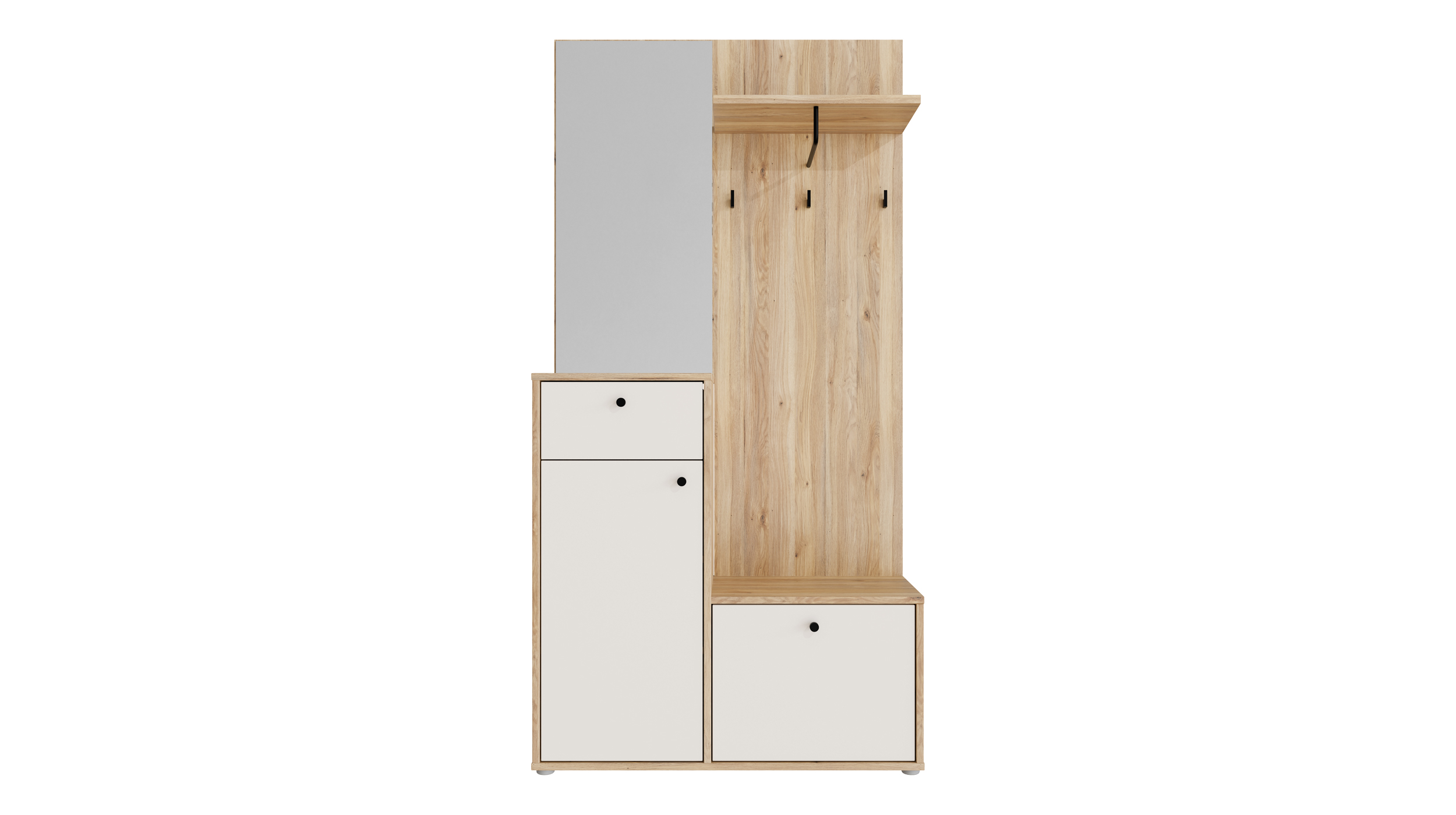Garderoben-Set 4-teilig Artisan Eiche weiß - 96 cm - KENDRAY