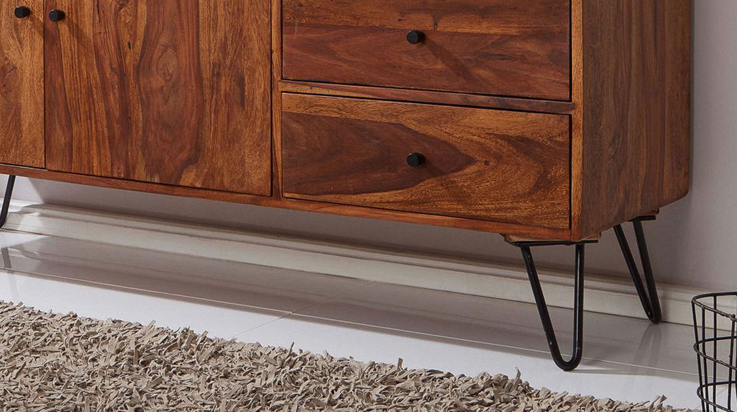 Sideboard 3 Schubladen Sheesham massiv 145 cm - BJARKA