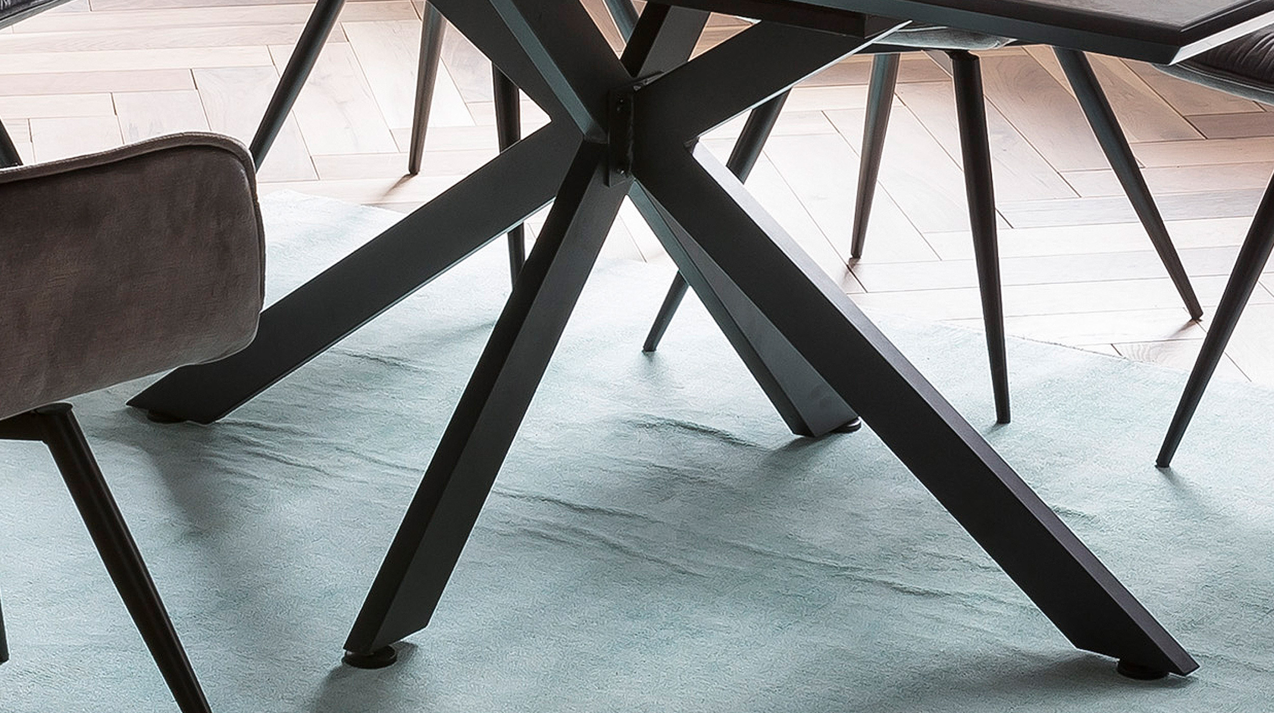 Esstisch ausziehbar 140 - 180 cm Keramikoptik Glas - JORUNN