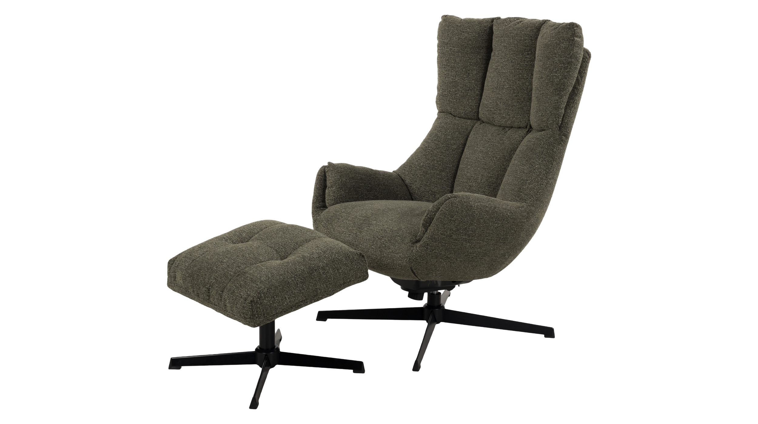 Relaxsessel mit Hocker grün Webstoff - drehbar - PRUNA