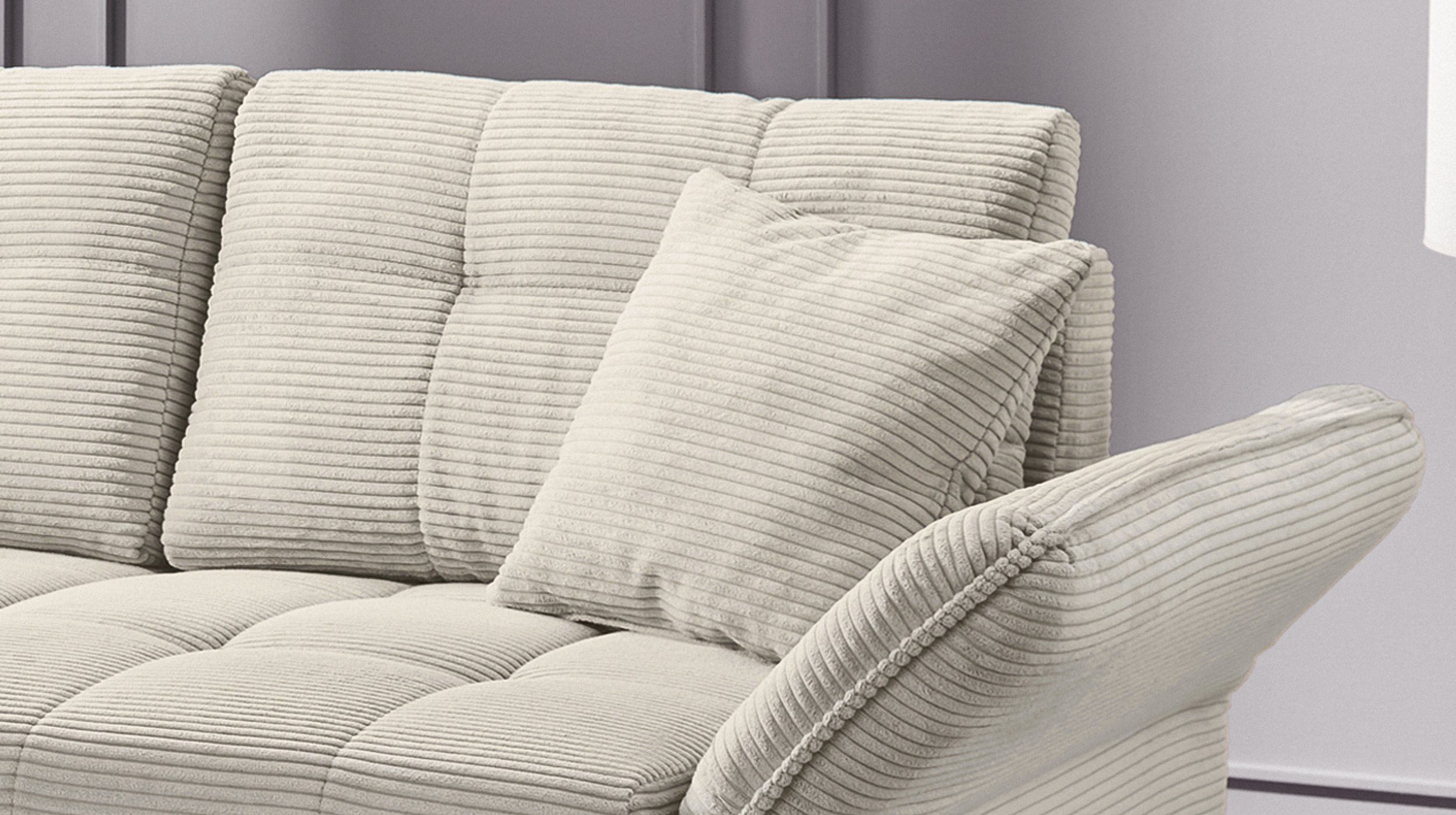 Schlafsofa Cord beige ausziehbar 167 x 105 cm - LEON