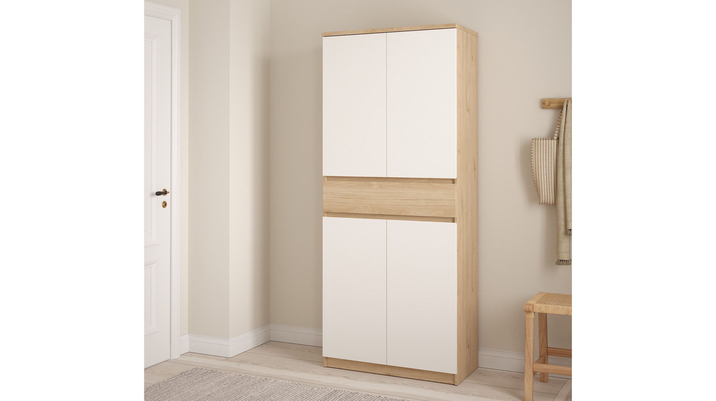 Schuhschrank Jackson Hickory weiß 80 x 192 cm - NAIA