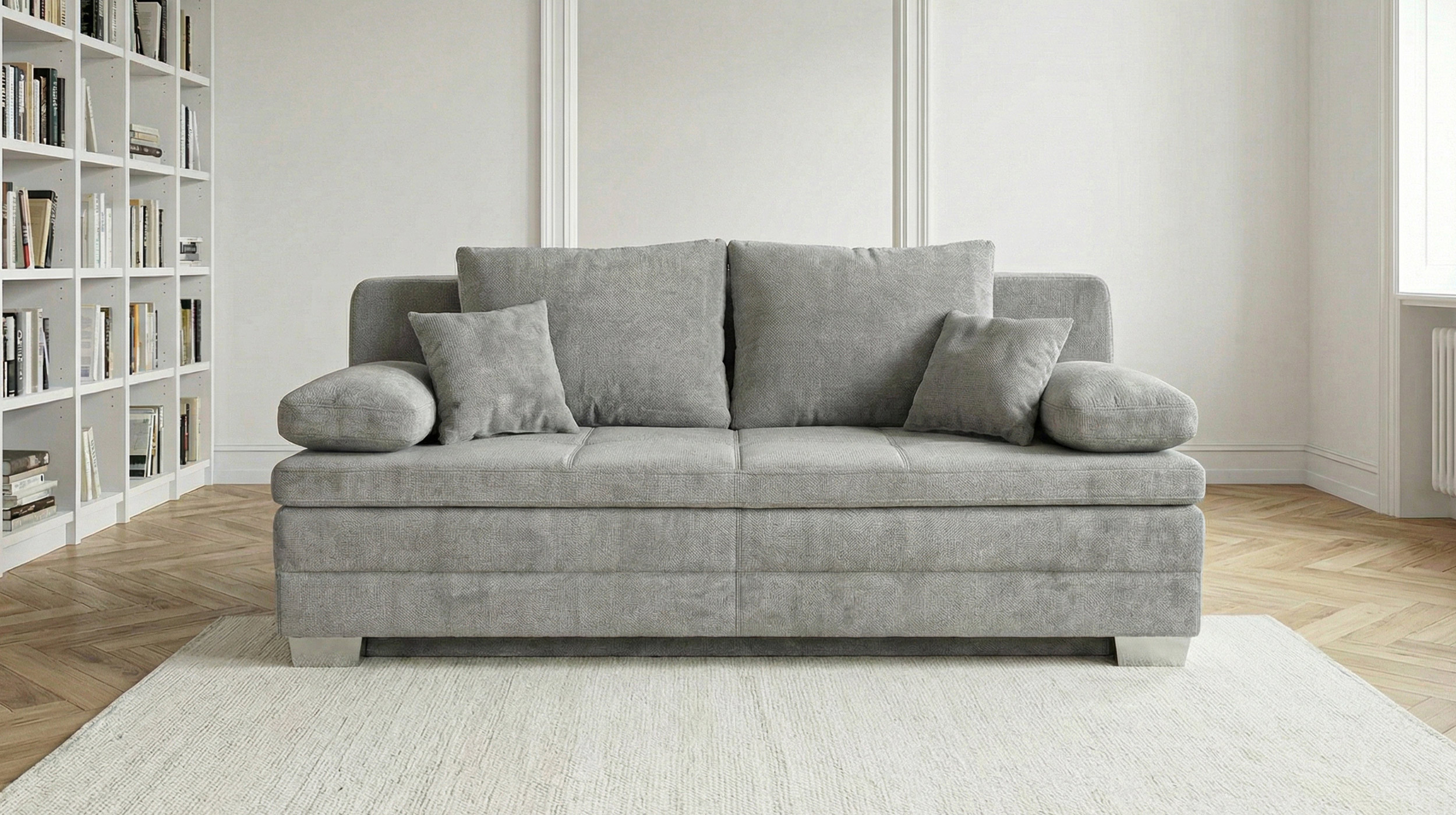 Schlafsofa Bettkasten Dauerschläfer grau Federkern 203 cm - LINDAU