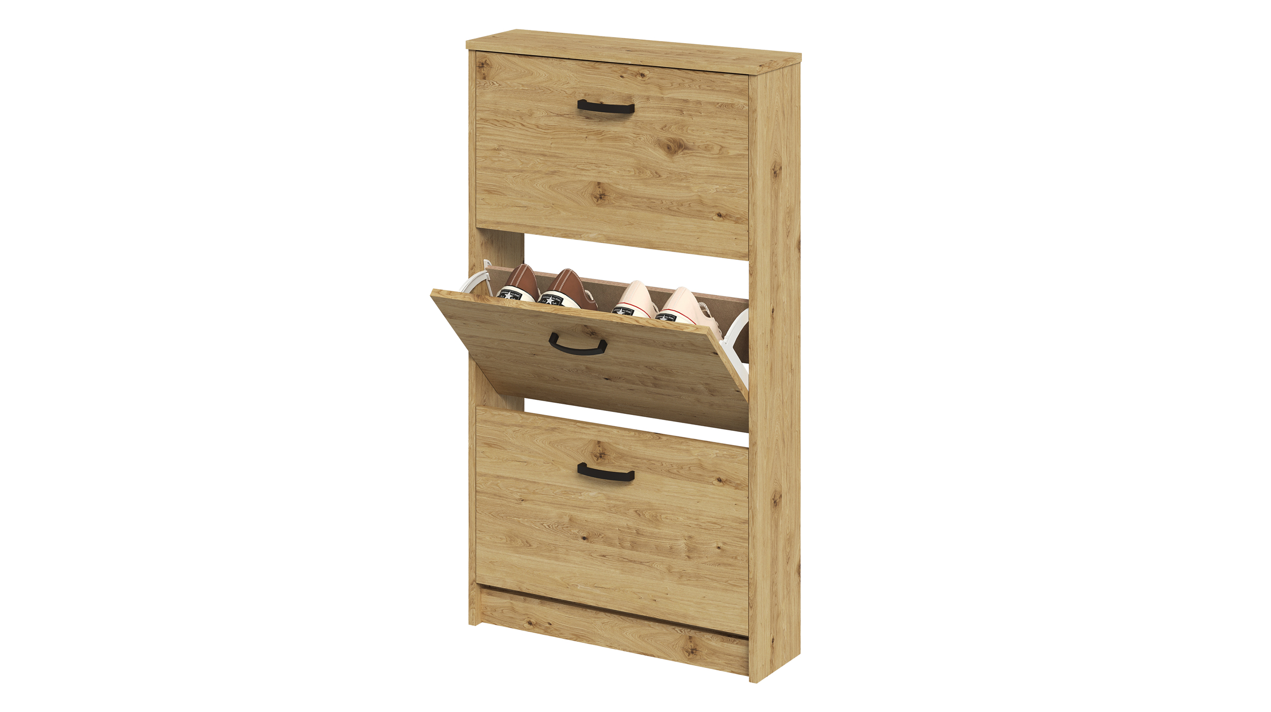 Schuhschrank Artisan Eiche 59 x 105 cm - 3-türig - STEP