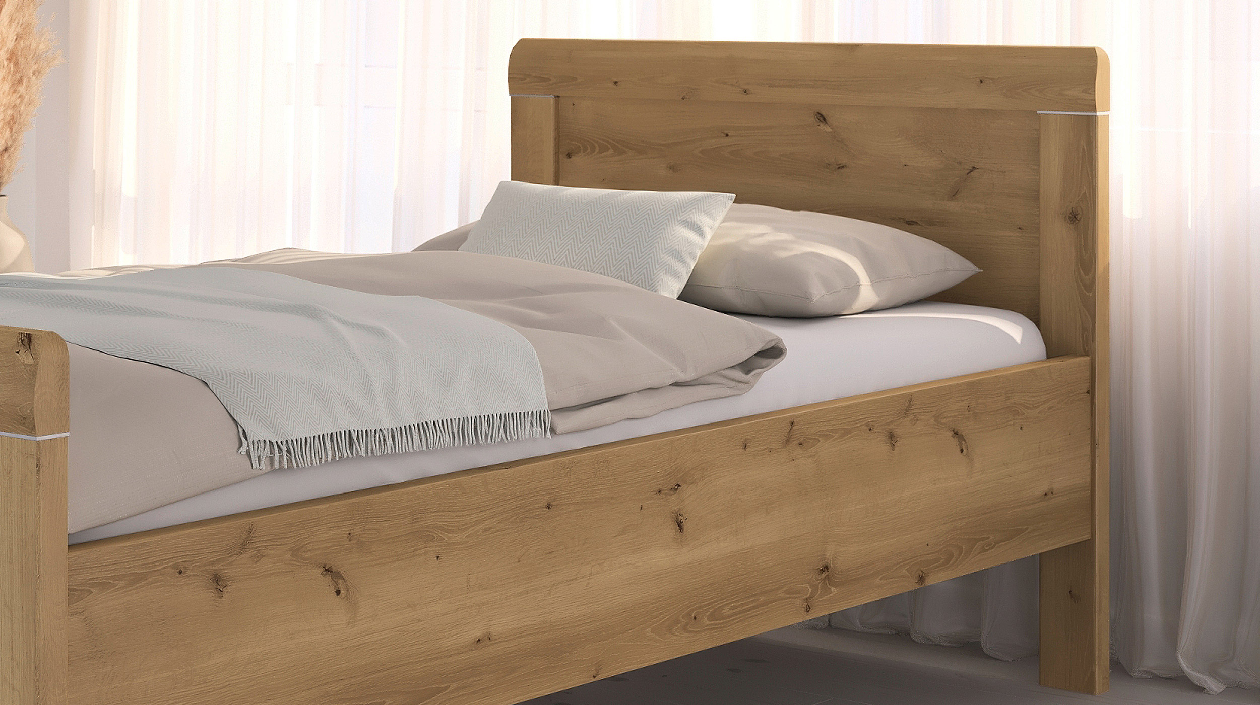 Einzelbett Futonbett 100 x 200 cm verstellbar Asteiche - rauch - EVELYN