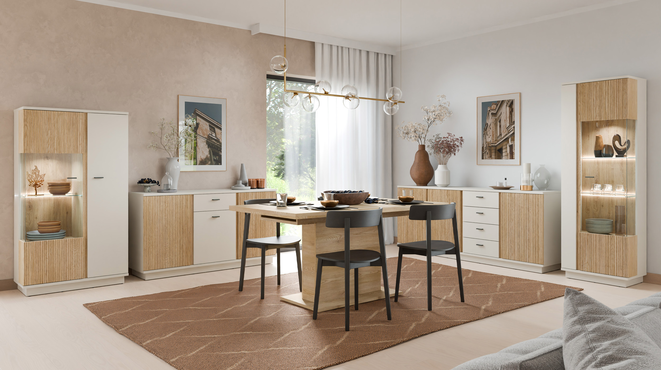 Sideboard mit 1 Schublade beige - Eiche 150 cm - MOSANO